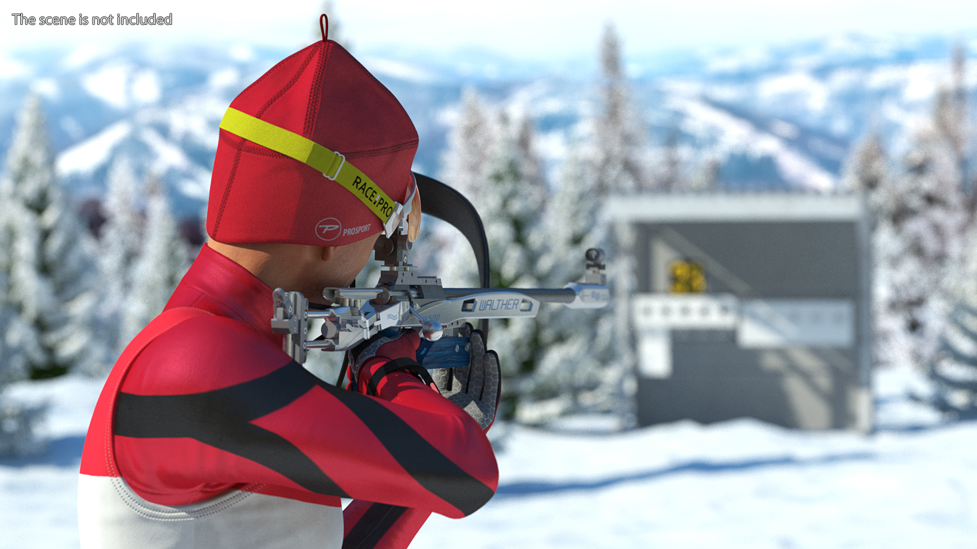 3D Biathlete Fully Equipped Standing Pose model