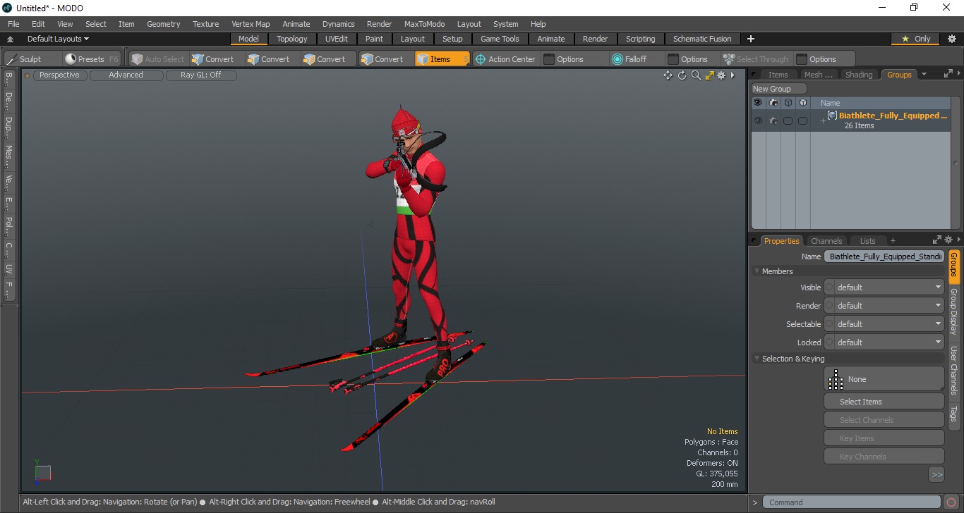 3D Biathlete Fully Equipped Standing Pose model