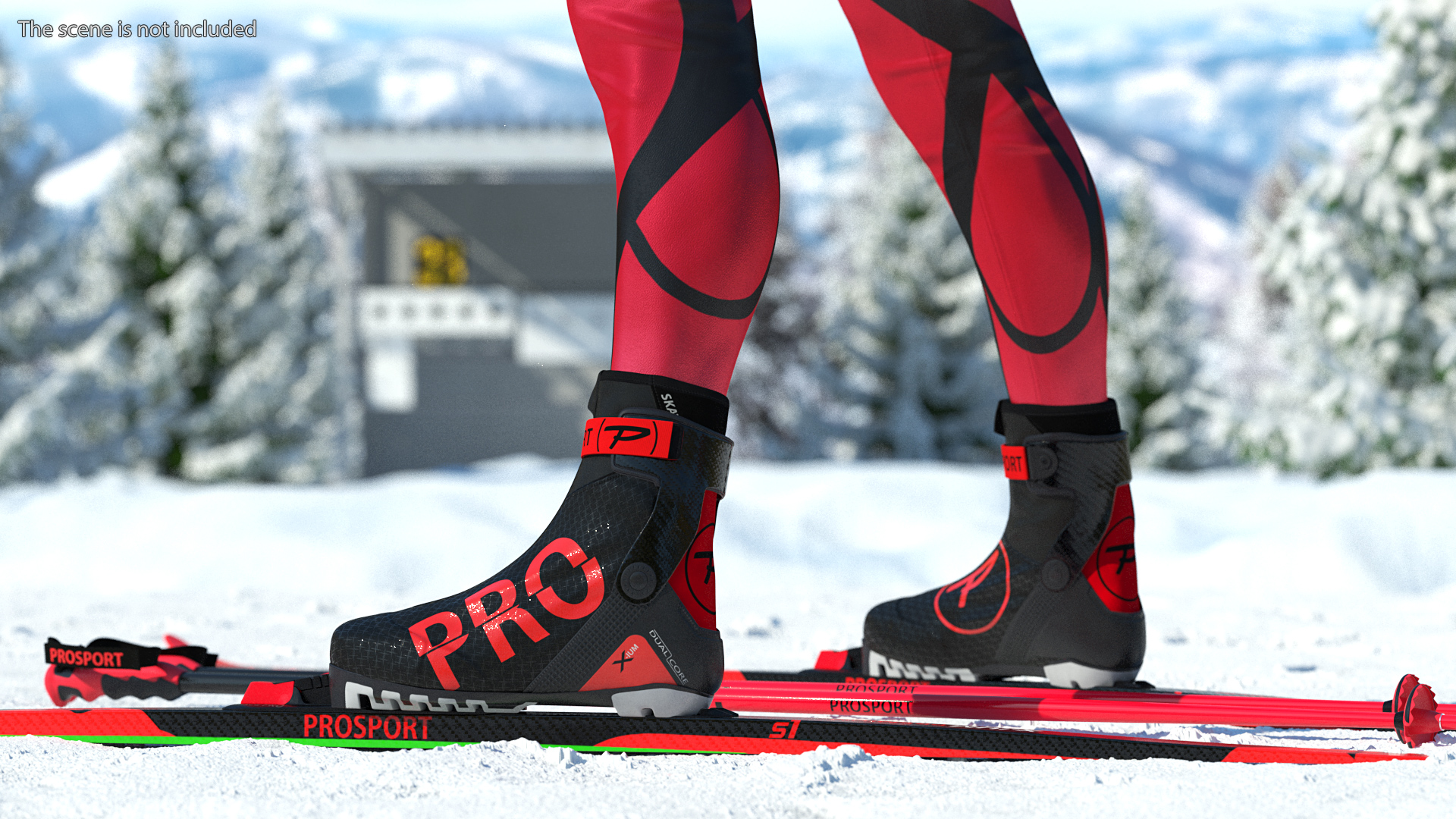 3D Biathlete Fully Equipped Standing Pose model