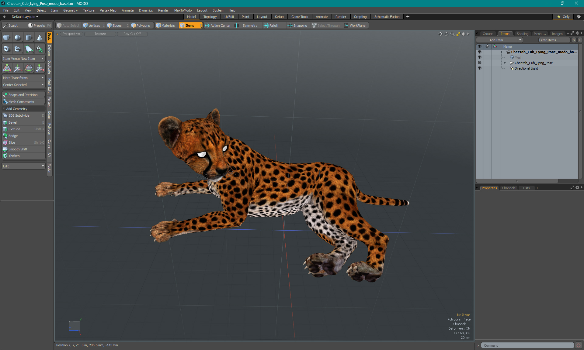 Cheetah Cub Lying Pose 3D