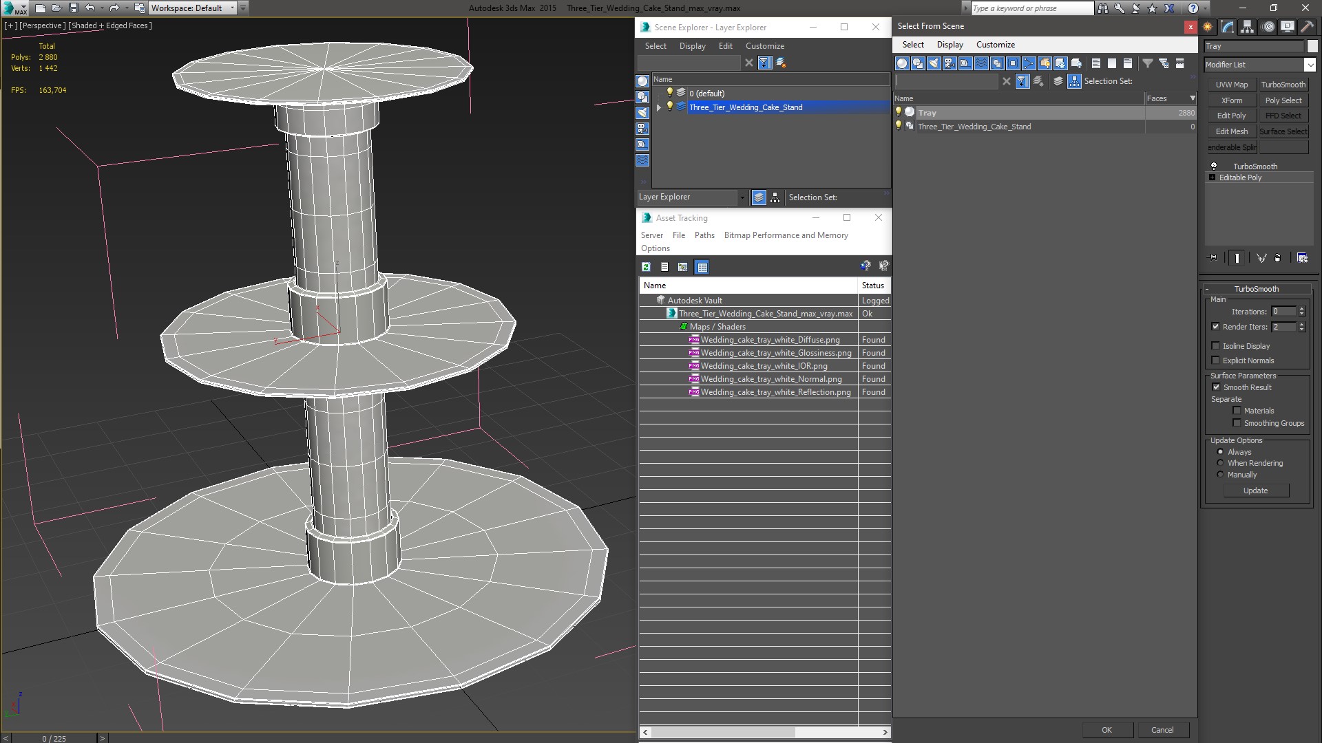 Three Tier Wedding Cake Stand 3D model