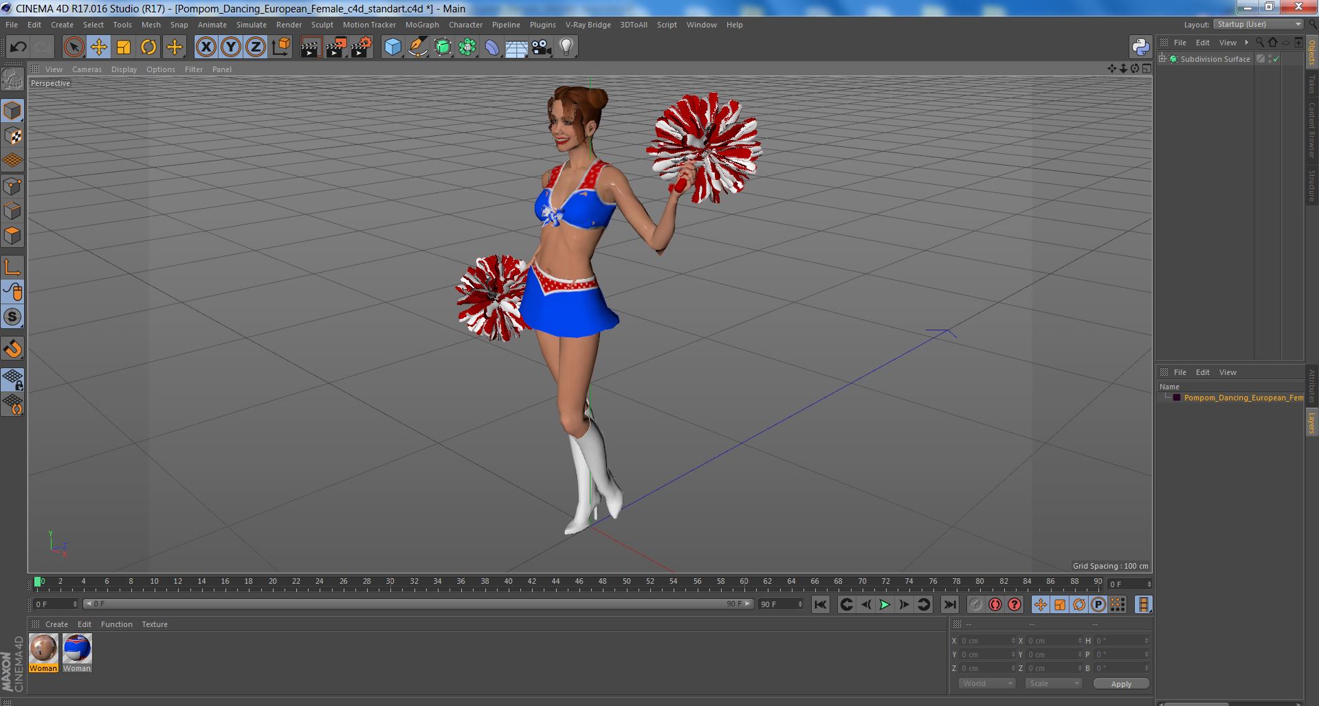 3D model Pompom Dancing European Female