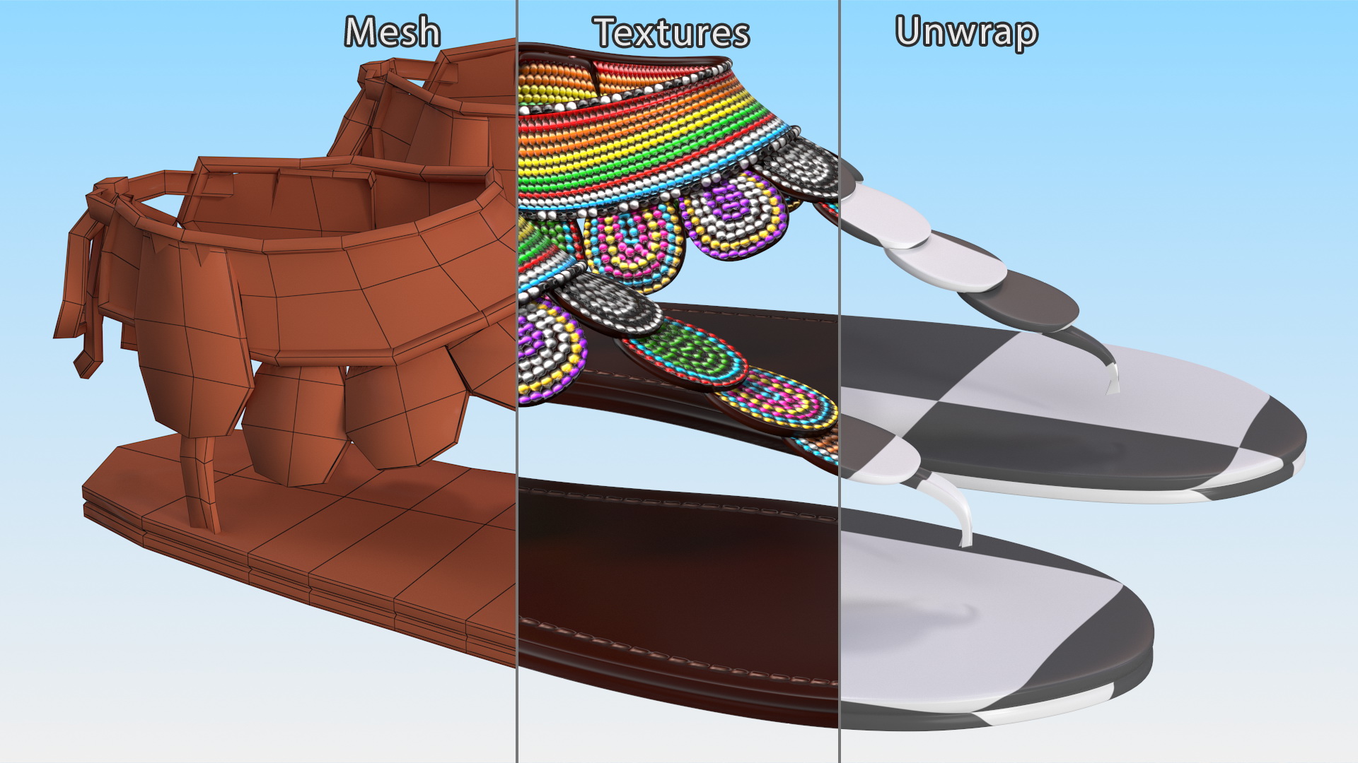 3D African Women Sandals