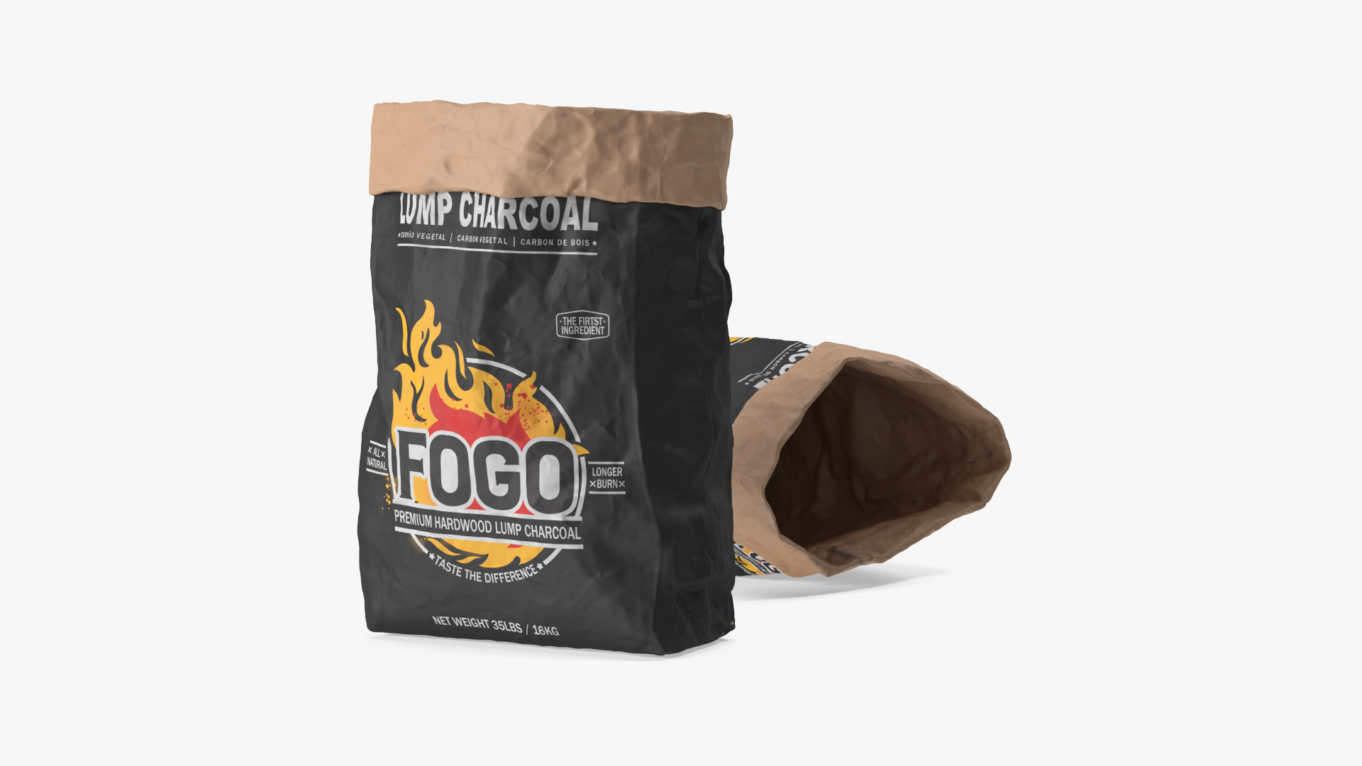 Charcoal Bag Fogo Premium Opened 3D