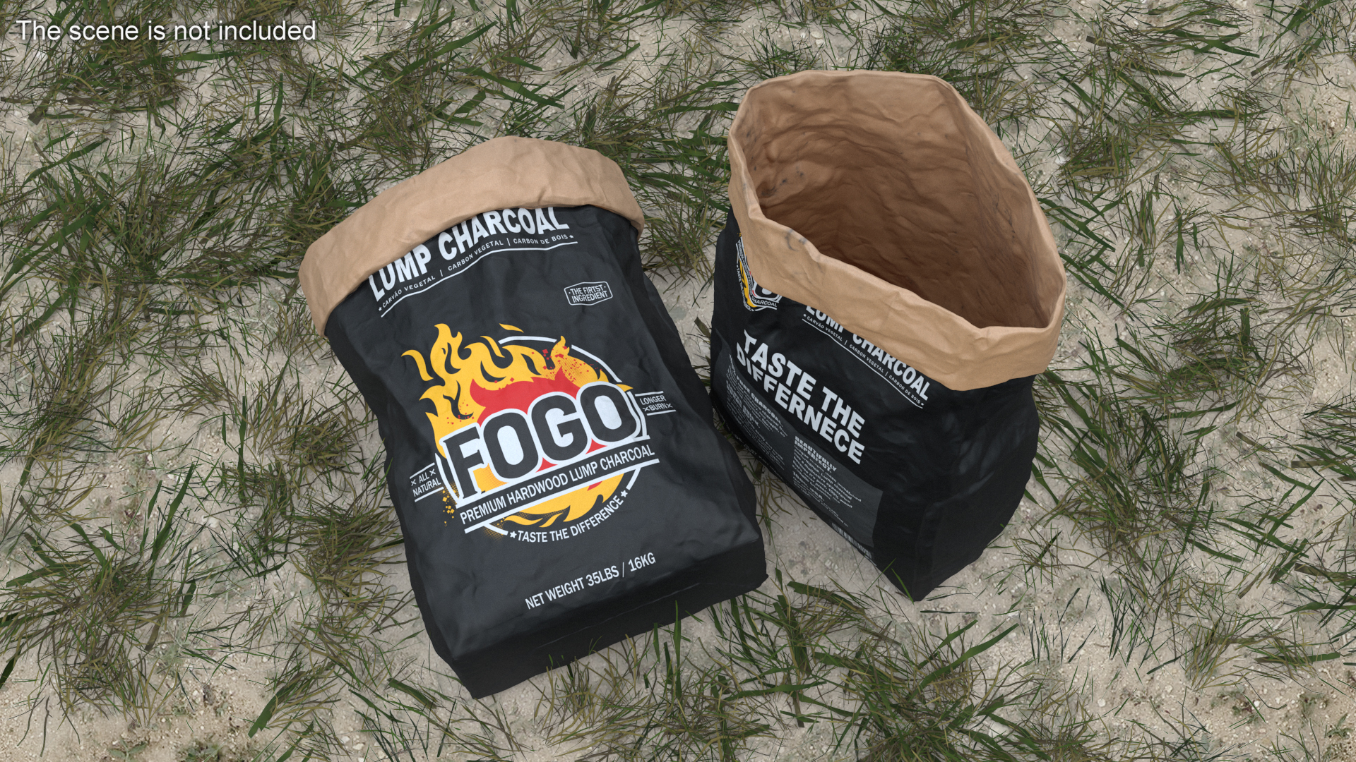 Charcoal Bag Fogo Premium Opened 3D