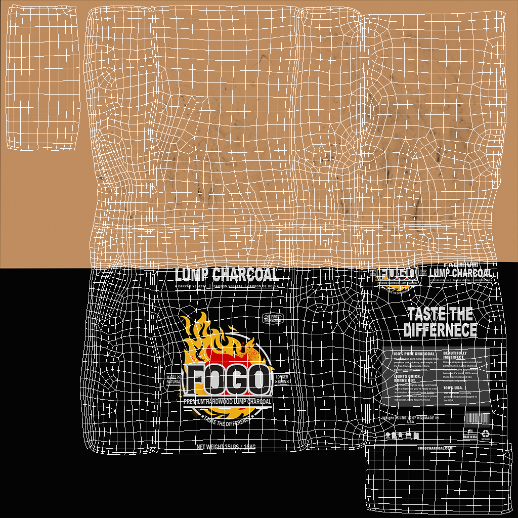 Charcoal Bag Fogo Premium Opened 3D