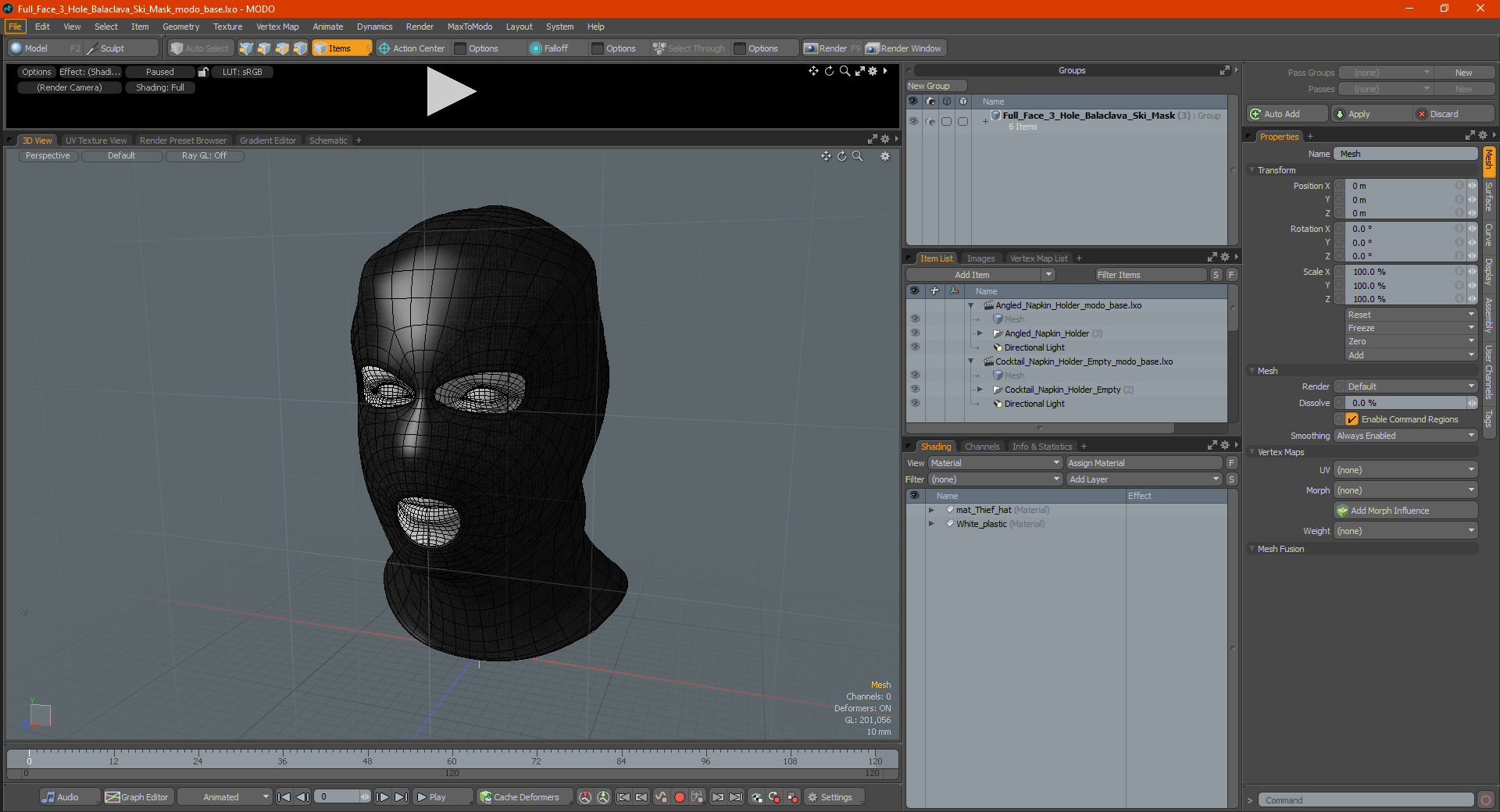 3D model Full Face 3 Hole Balaclava Ski Mask