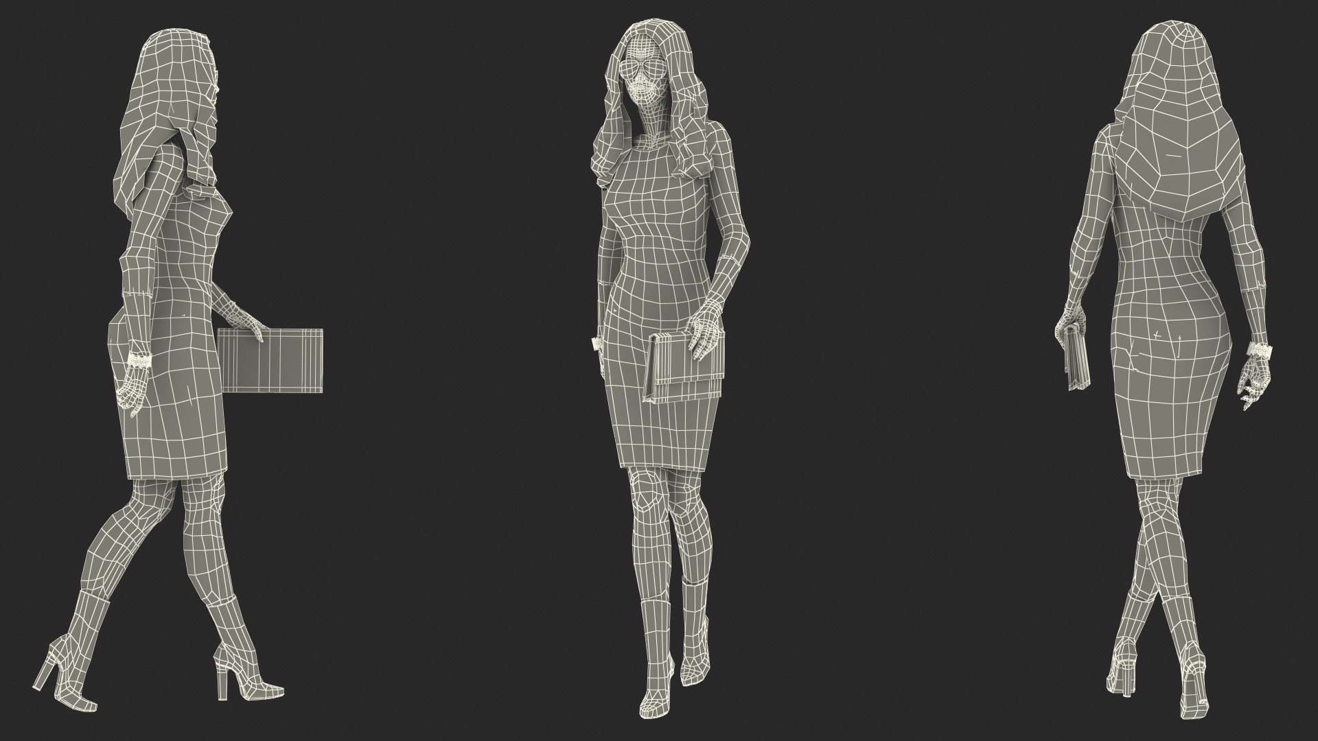 3D Chinese Woman Walking Pose