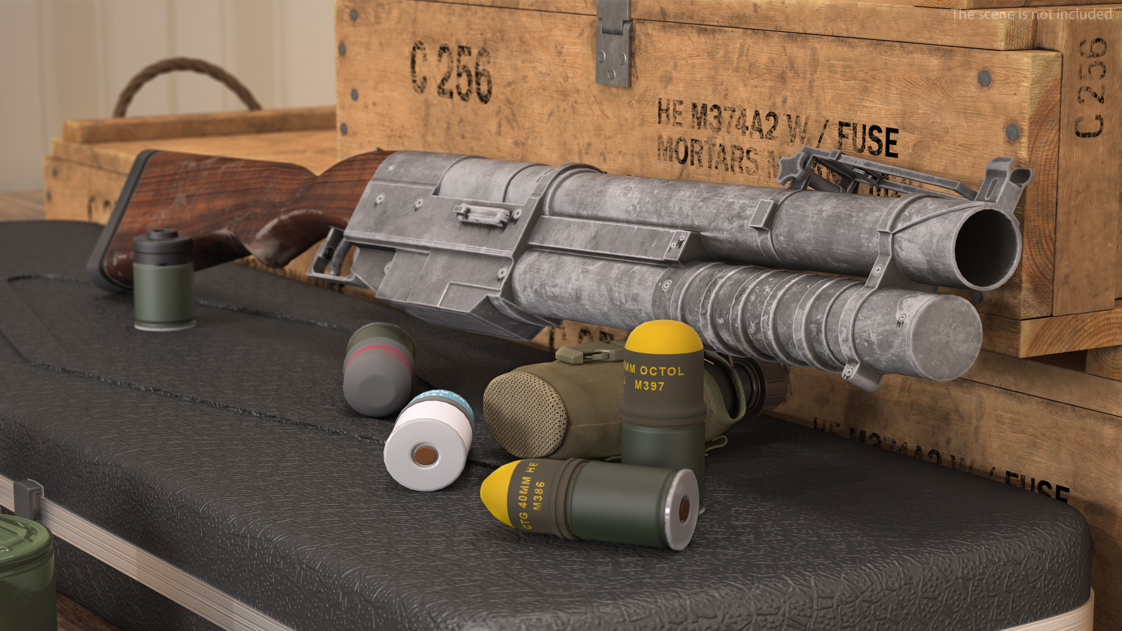 China Lake Grenade Launcher Game Weapon 3D model