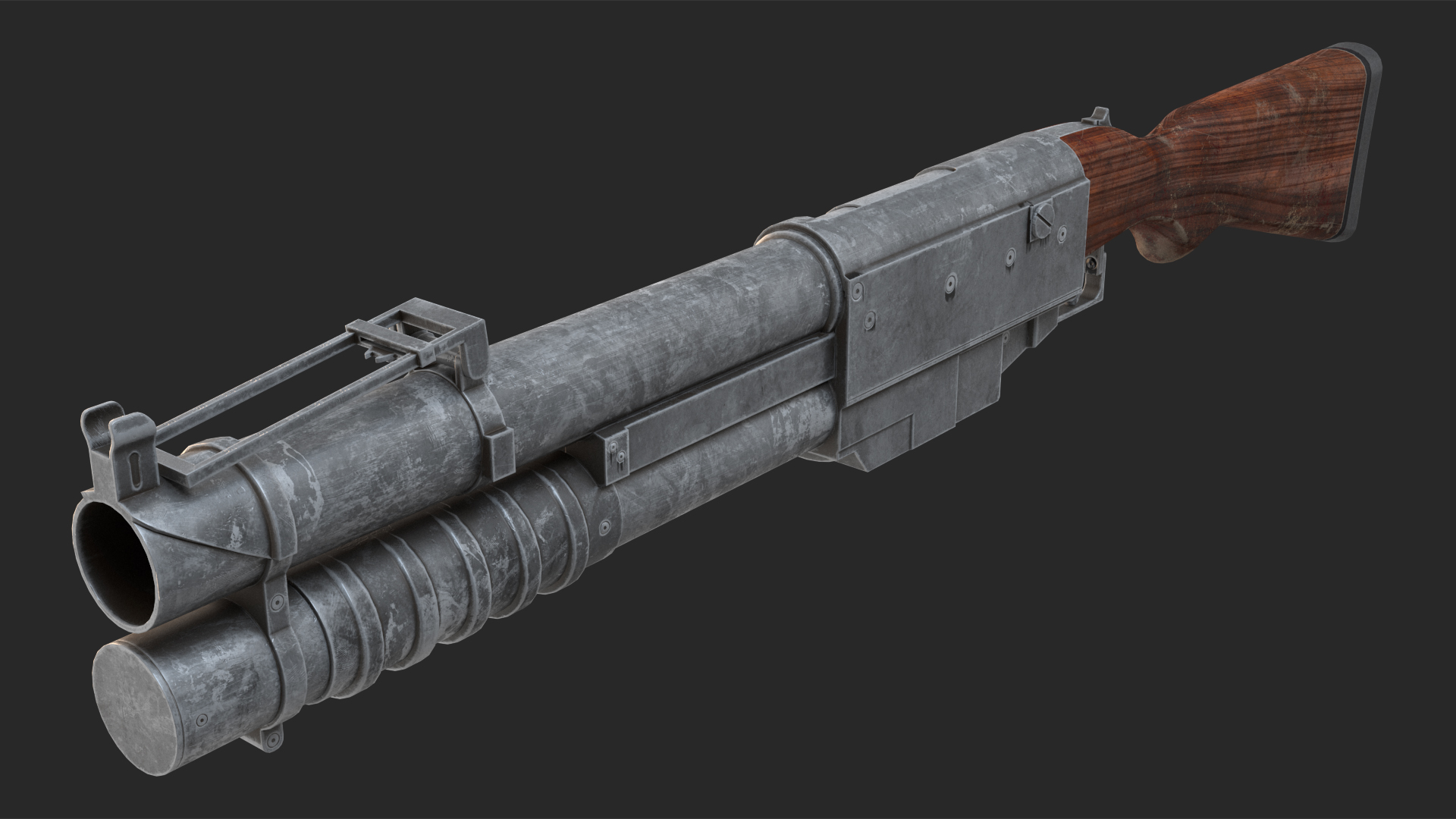 China Lake Grenade Launcher Game Weapon 3D model