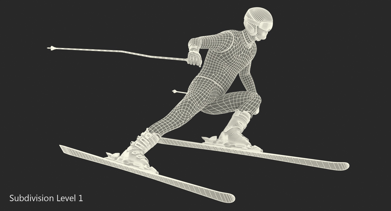 3D Skier Fast Turn Pose Generic model