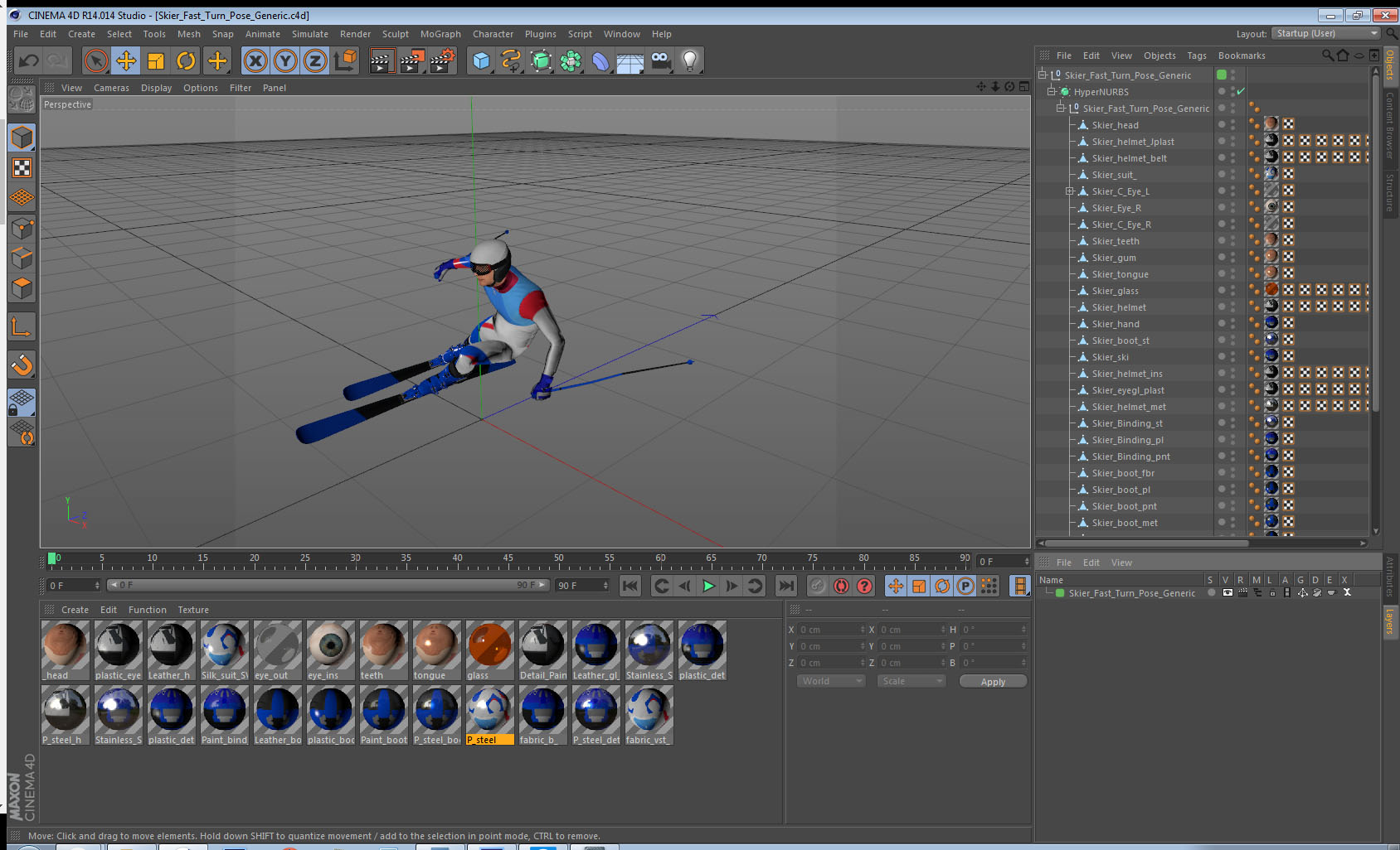 3D Skier Fast Turn Pose Generic model