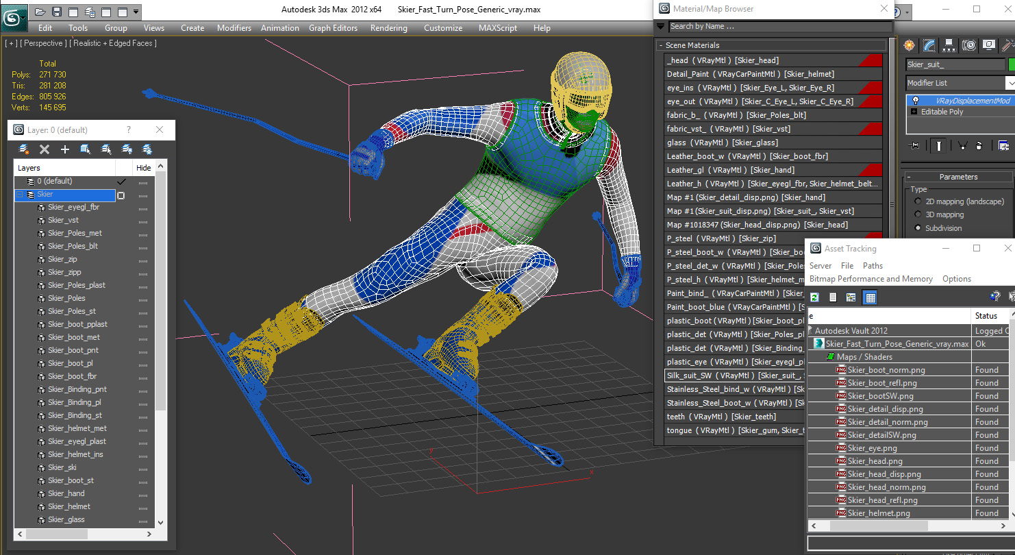 3D Skier Fast Turn Pose Generic model