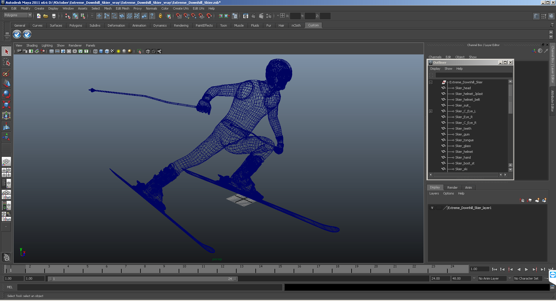 3D Skier Fast Turn Pose Generic model