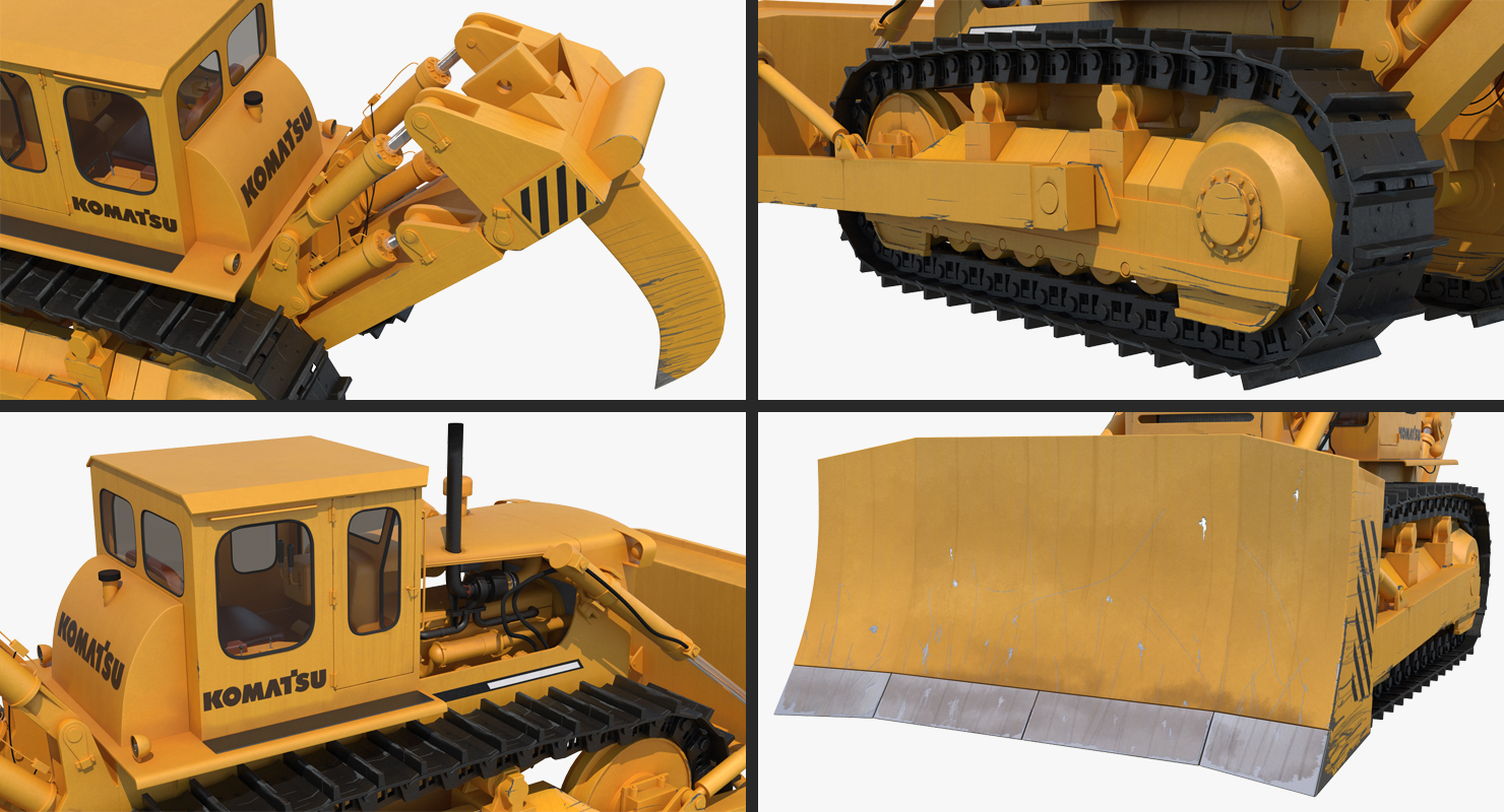 Bulldozer Komatsu Rigged 3D model