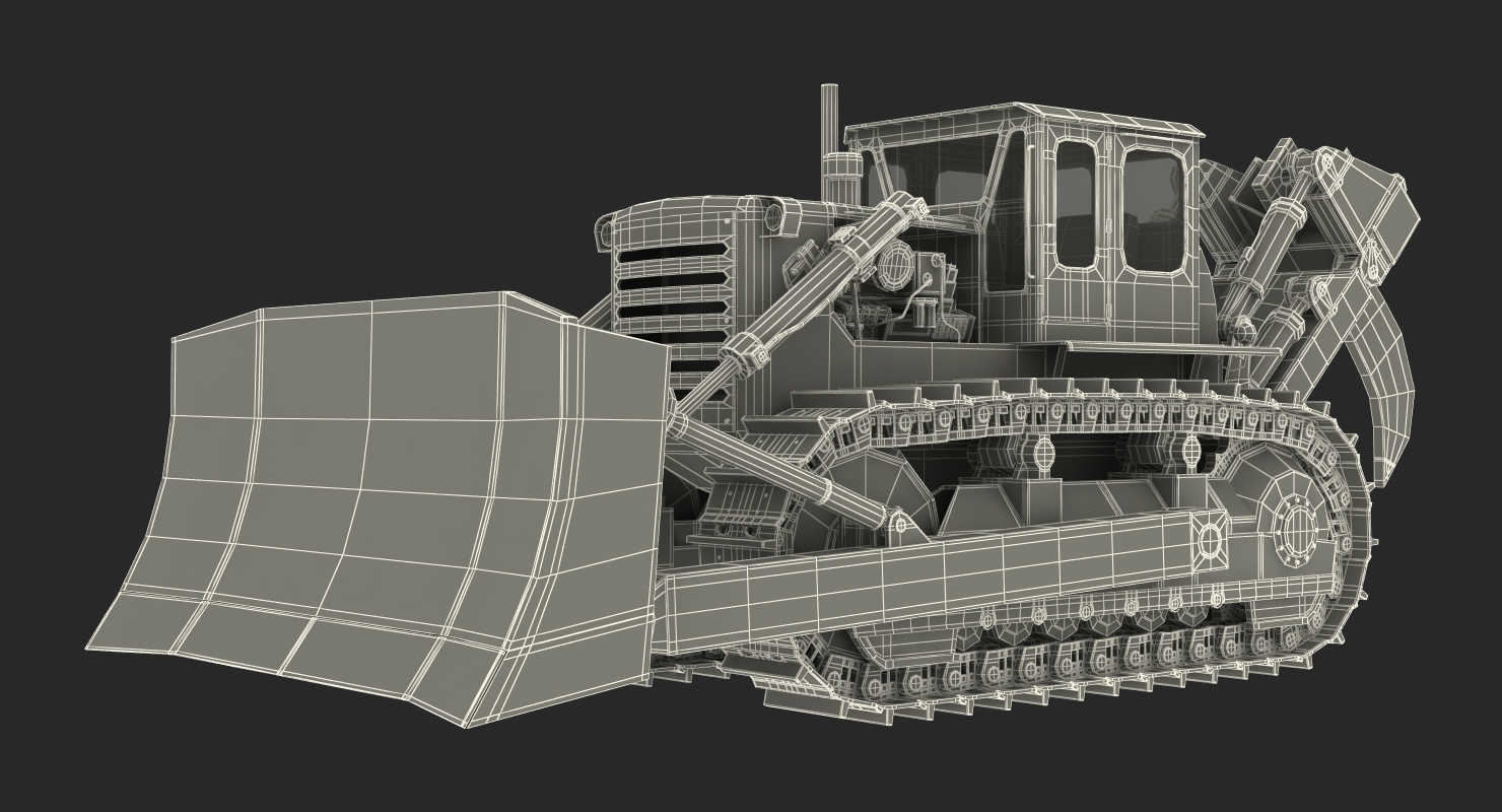 Bulldozer Komatsu Rigged 3D model