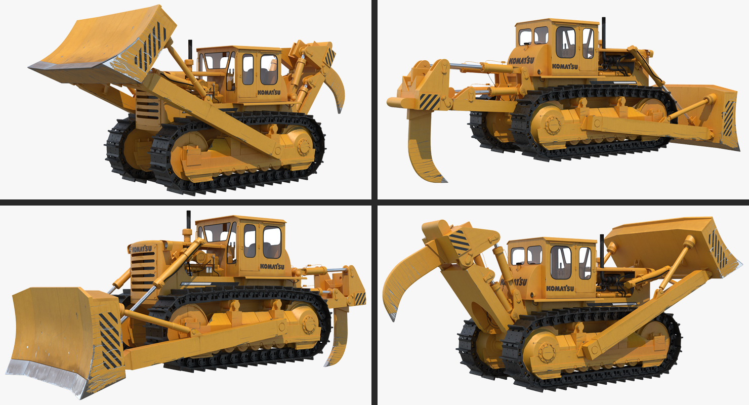 Bulldozer Komatsu Rigged 3D model