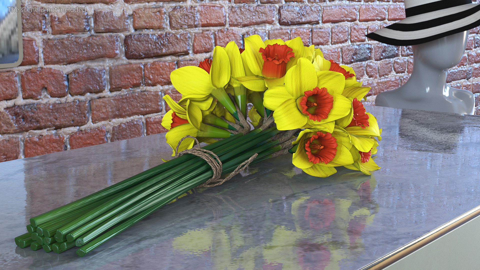 Yellow Daffodils Bouquet 3D model