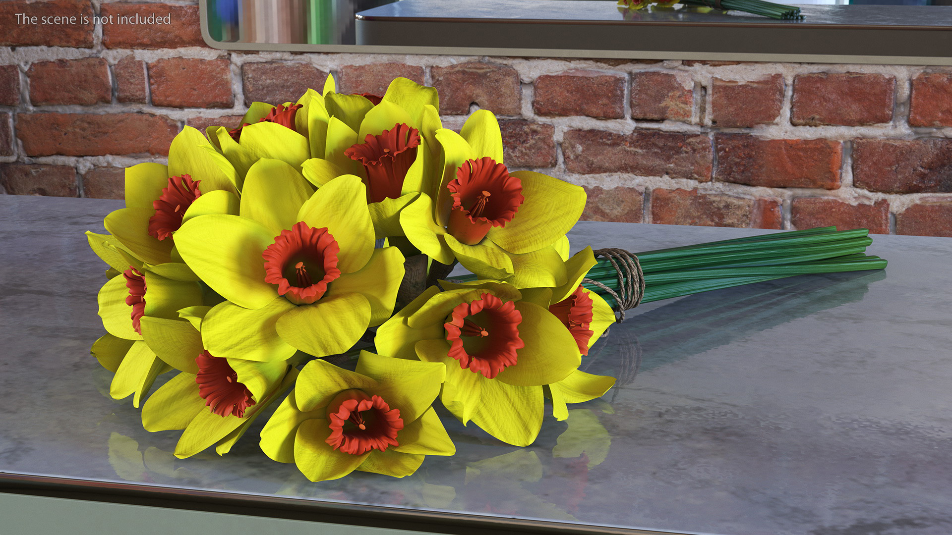 Yellow Daffodils Bouquet 3D model