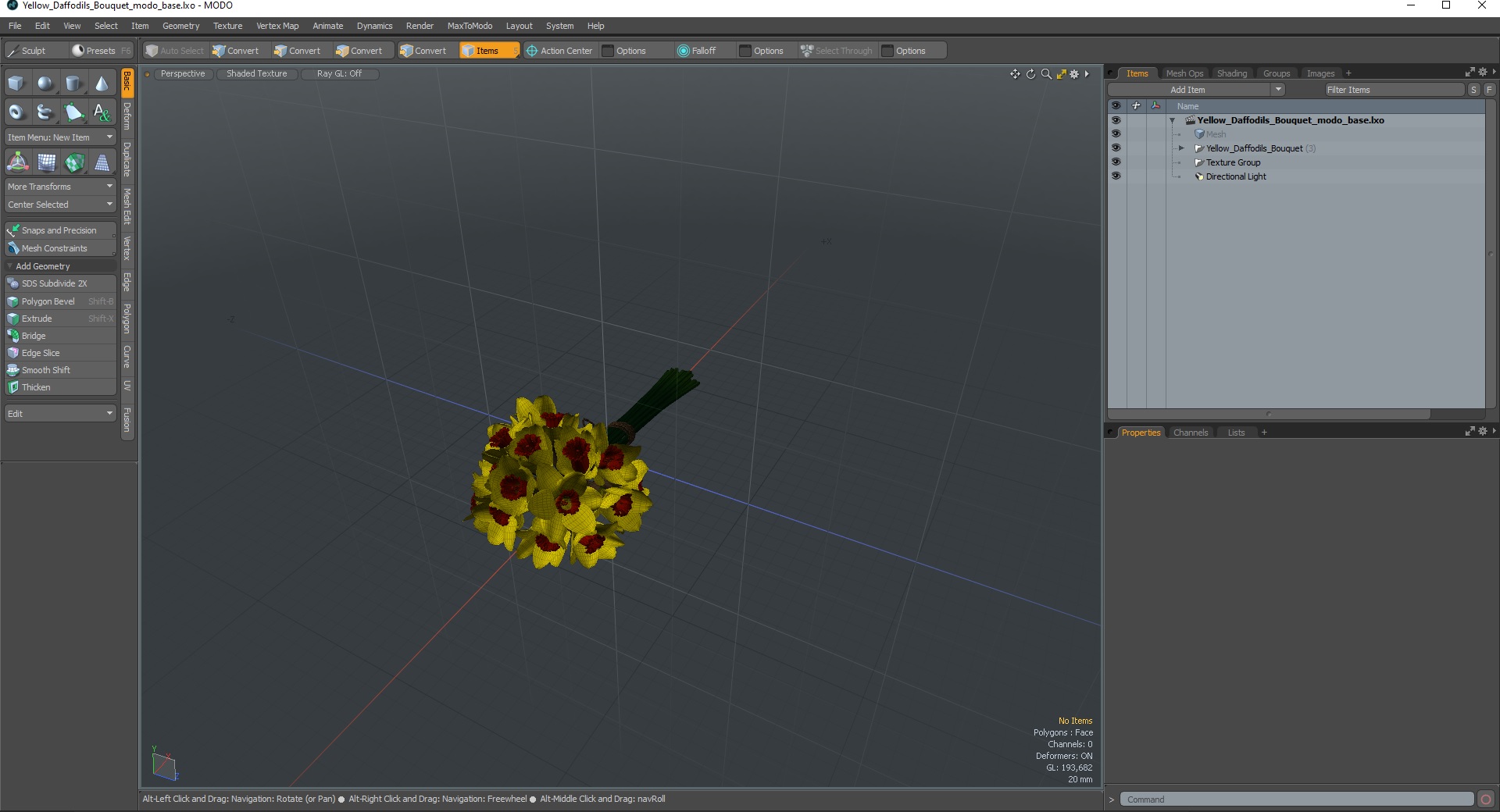 Yellow Daffodils Bouquet 3D model