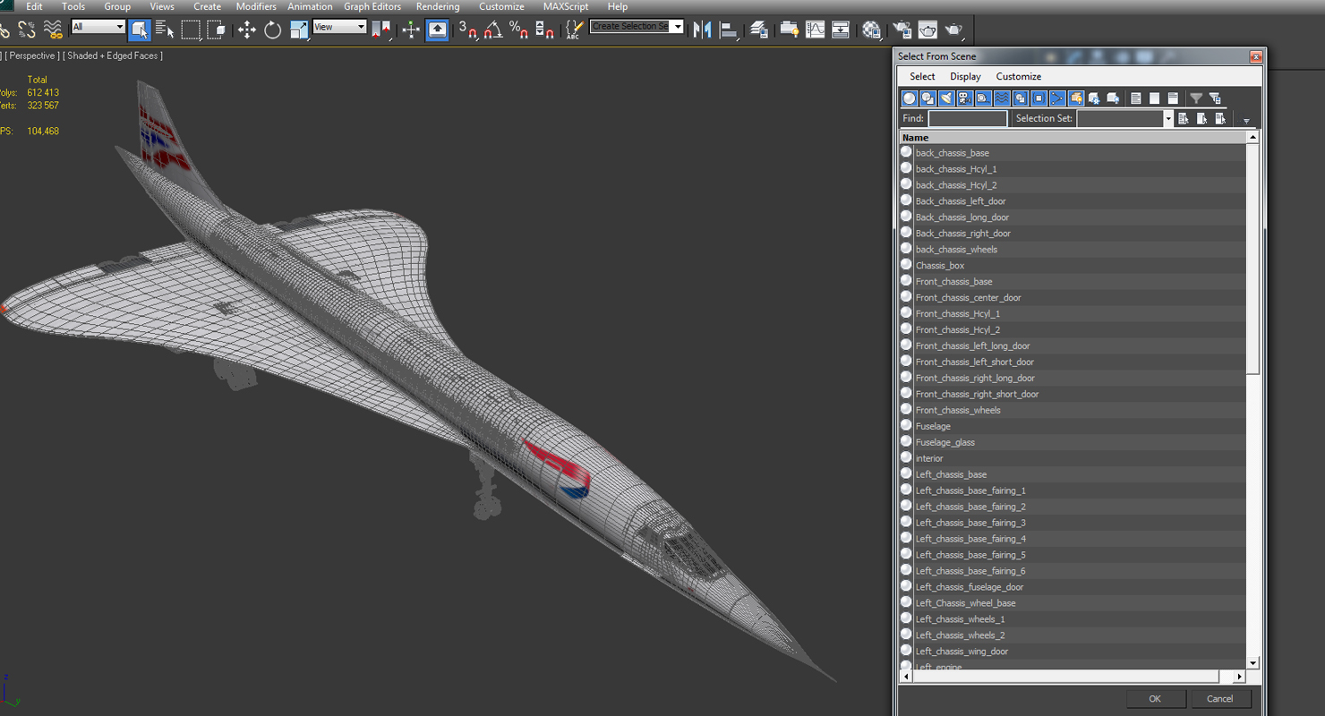 3D Concorde supersonic Passenger Jet Airliner British Airways model