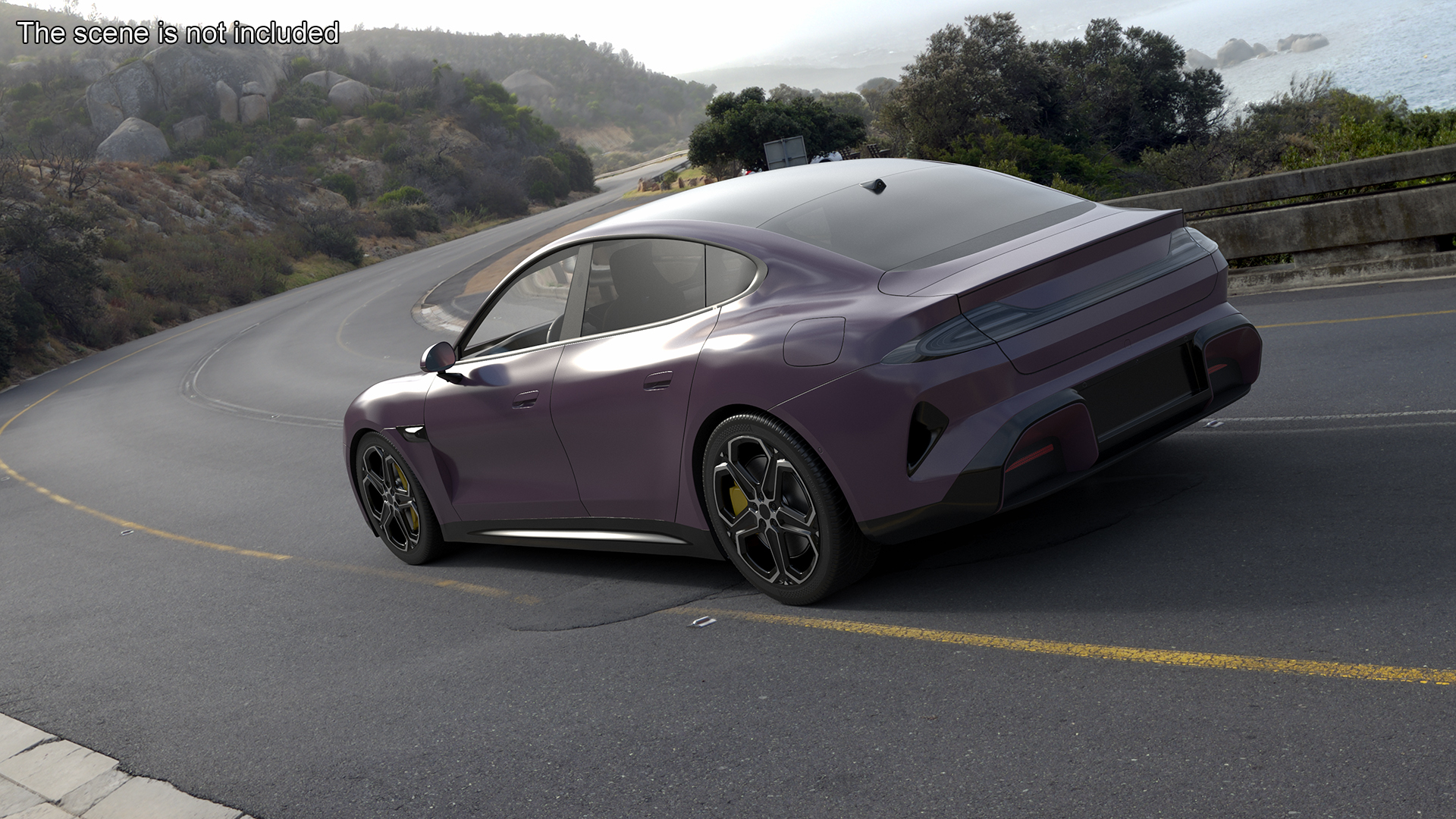 3D Electric Car Sedan Purple Simplified