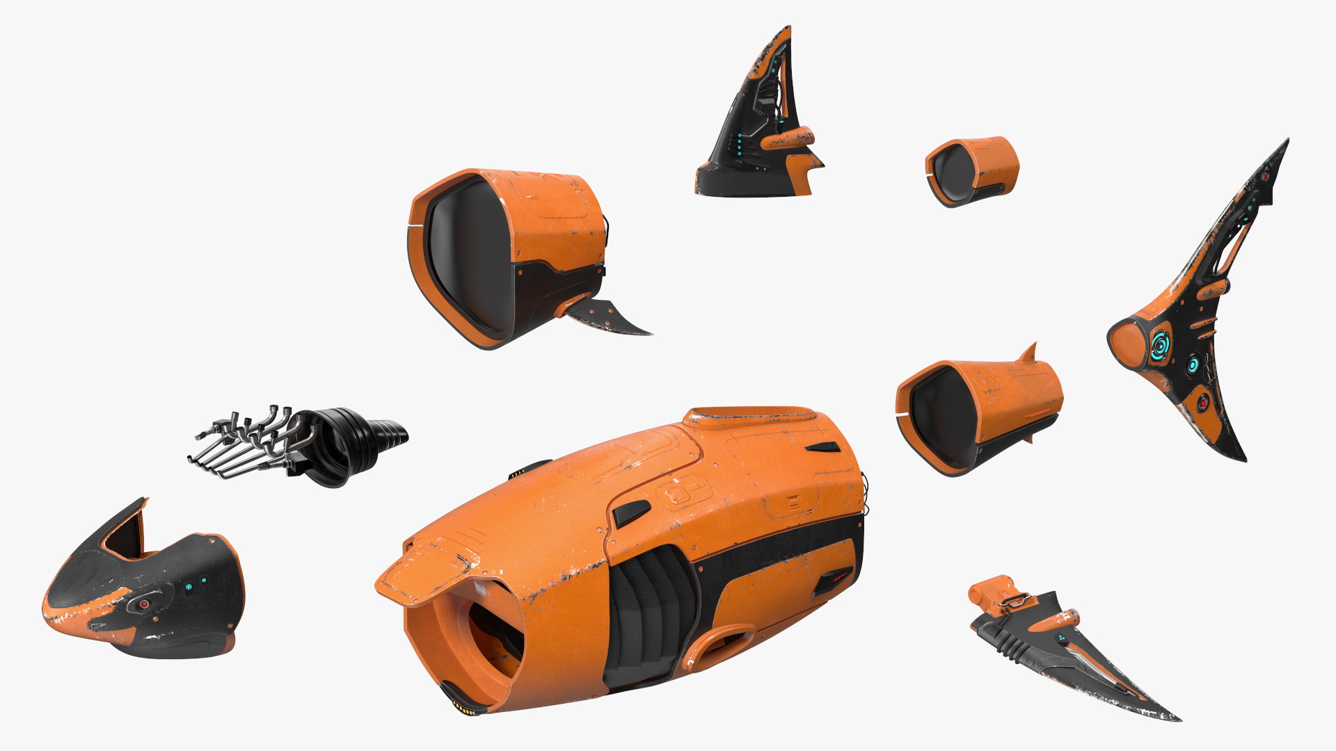 3D Shark Robot Orange model