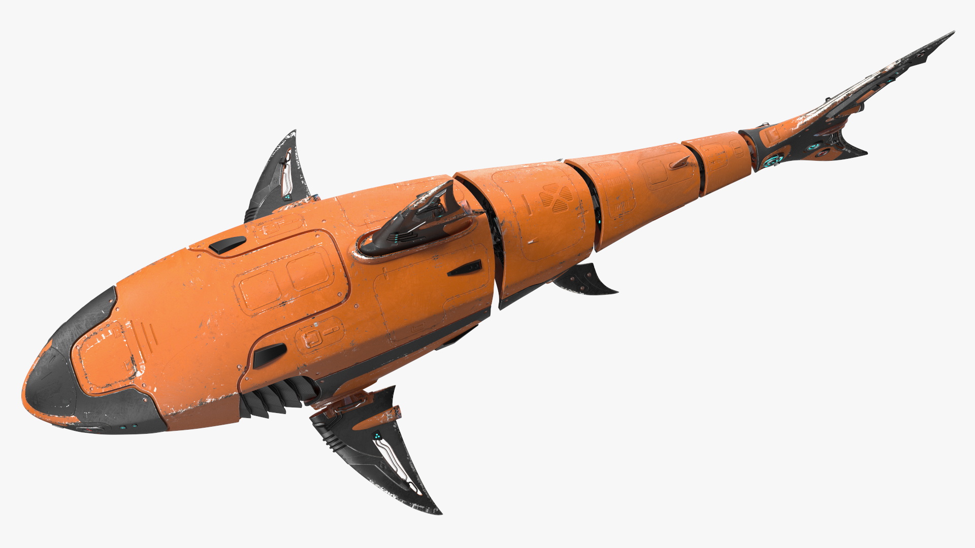 3D Shark Robot Orange model