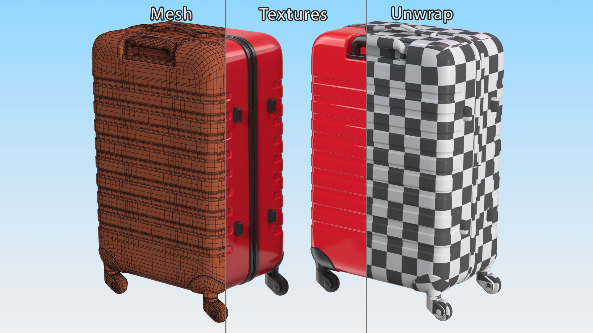 3D Hard Shell Rolling Luggage