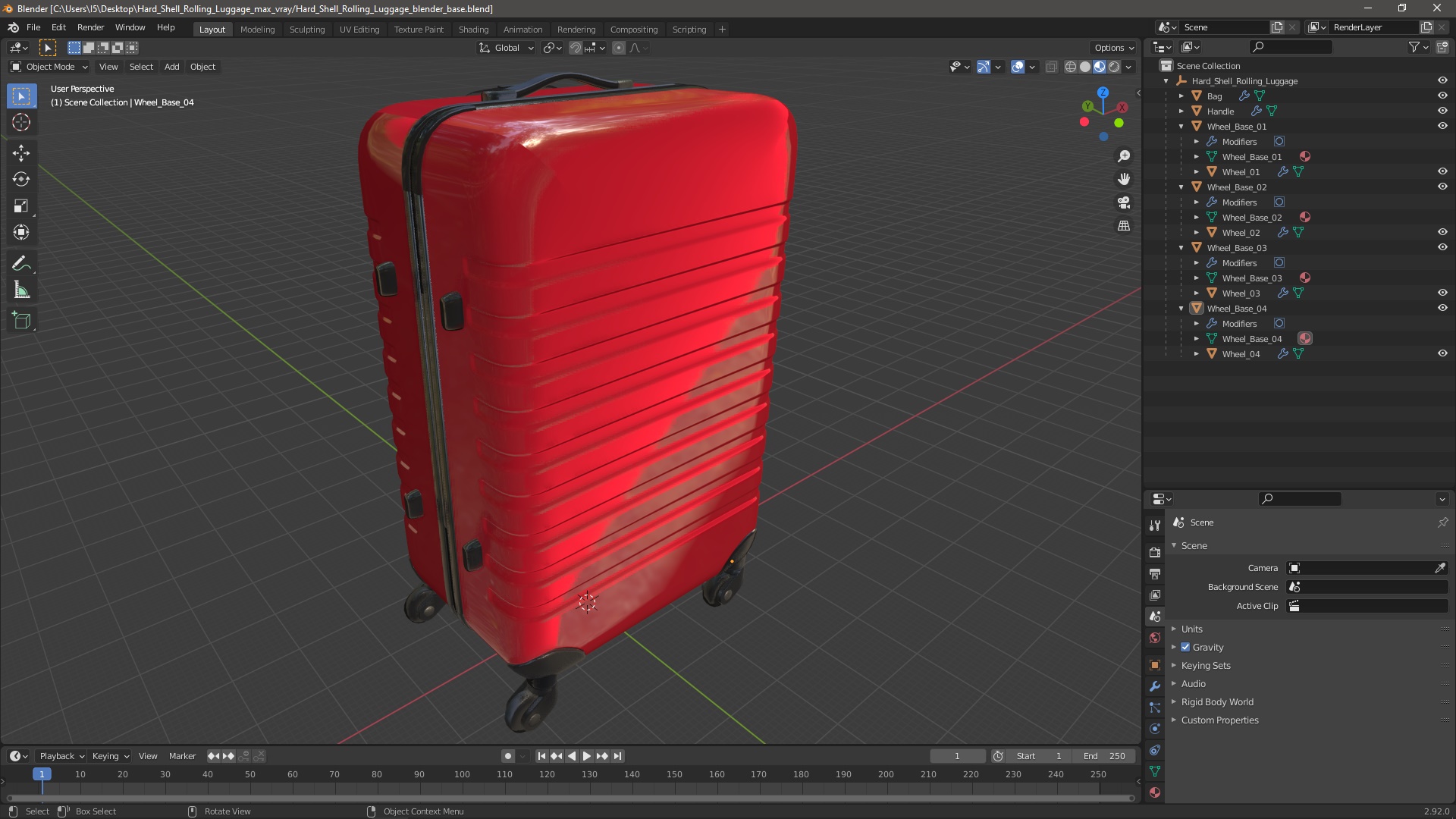 3D Hard Shell Rolling Luggage