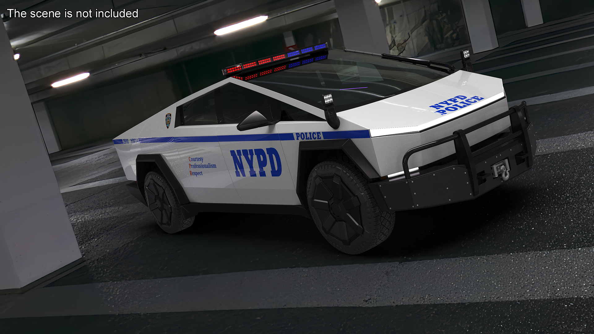 3D Tesla Cybertruck NYPD Rigged model