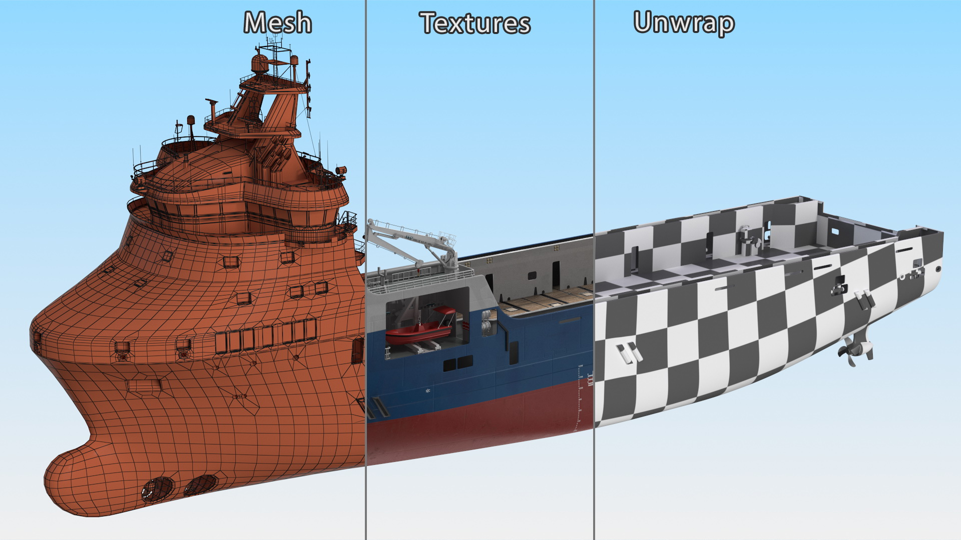 3D Handling Tug Vessel with Arthropod 600 Subsea Pipeline Trencher model