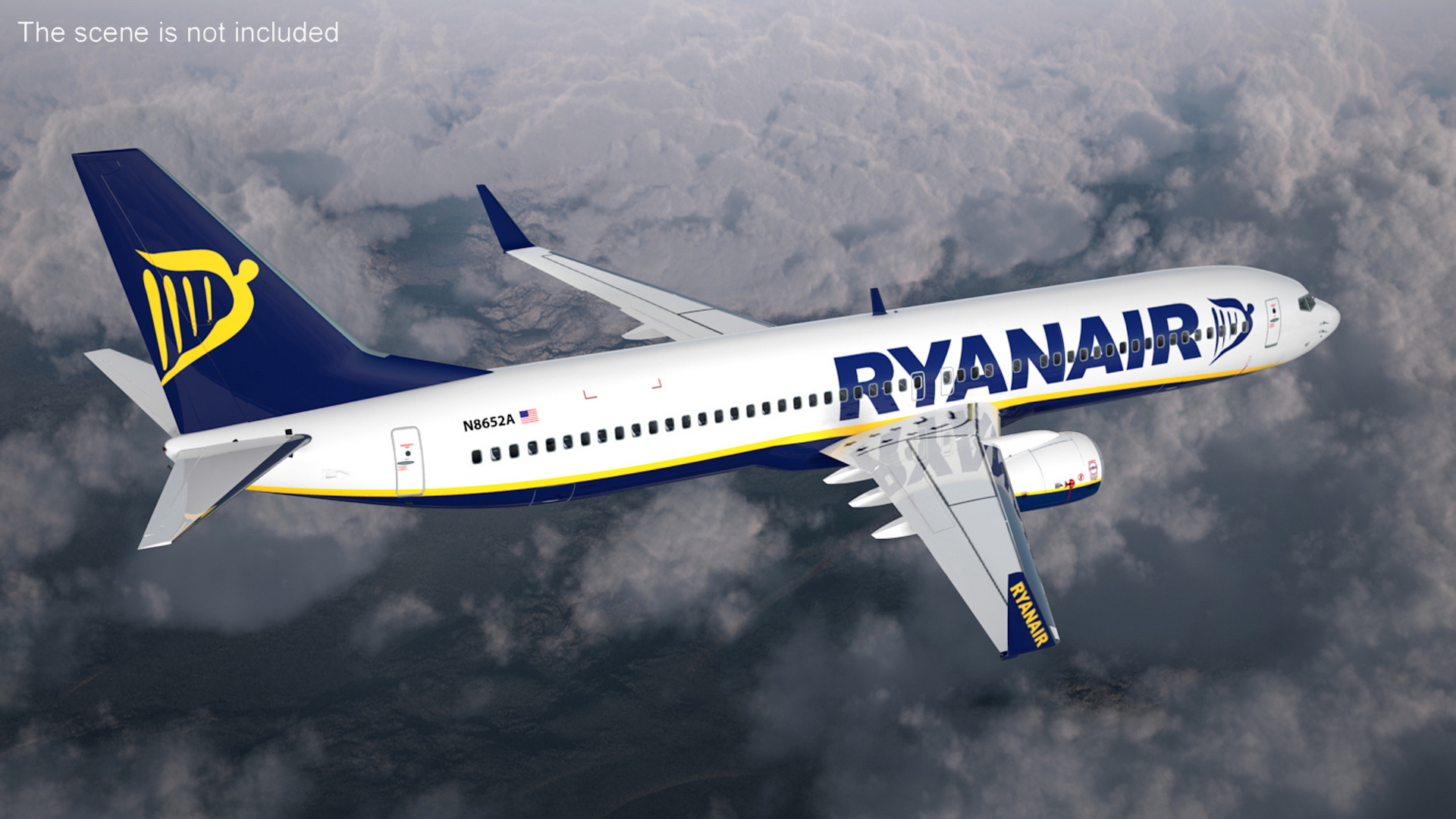 3D Ryanair Boeing 737-900 with Interior Rigged model