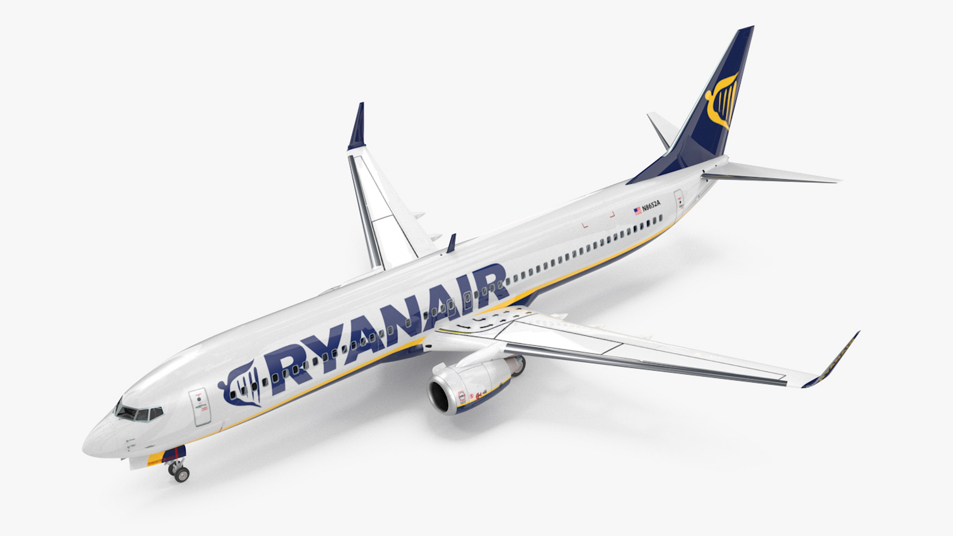 3D Ryanair Boeing 737-900 with Interior Rigged model