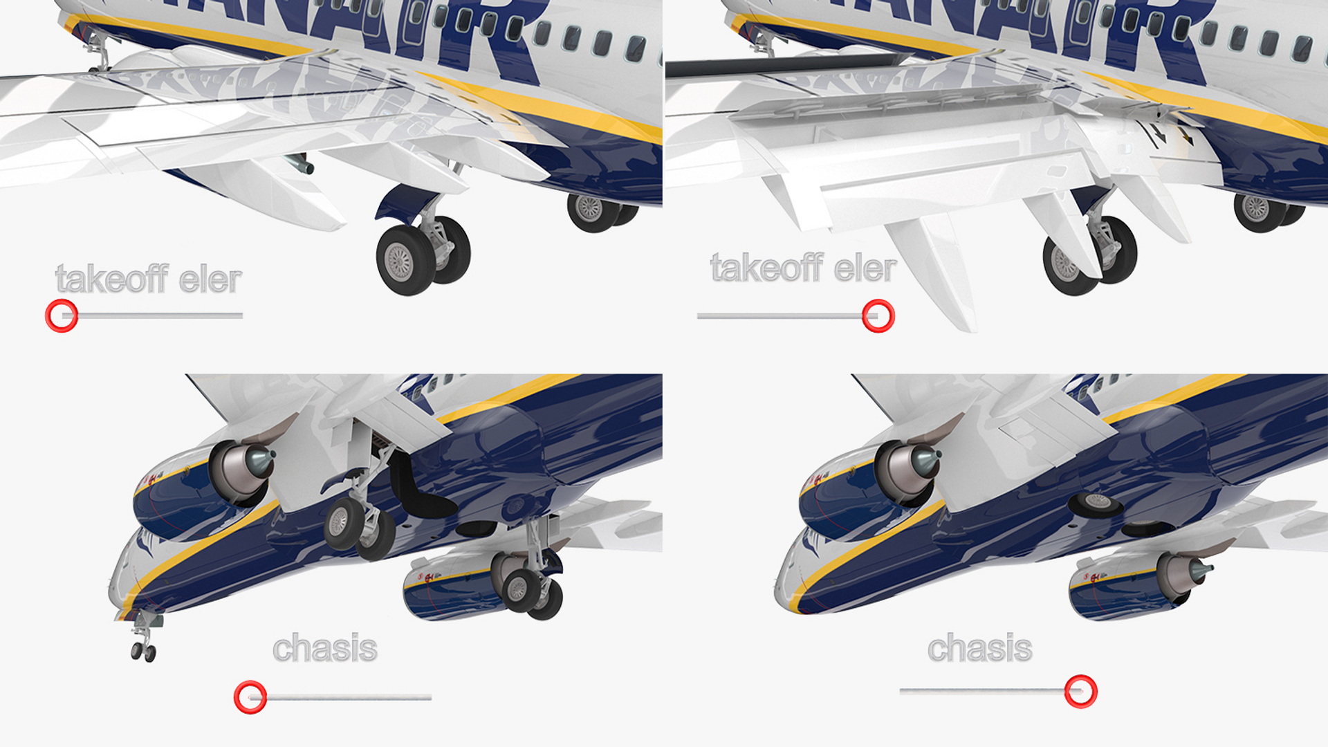 3D Ryanair Boeing 737-900 with Interior Rigged model