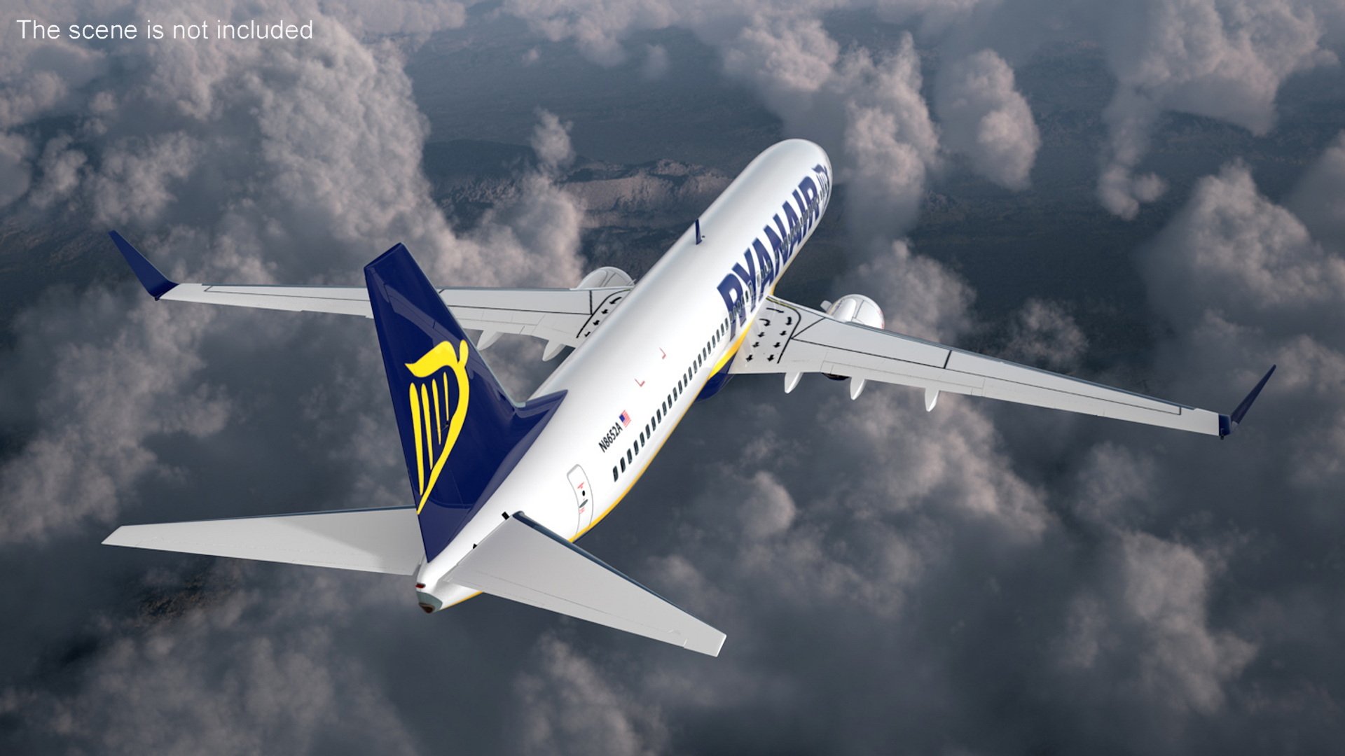 3D Ryanair Boeing 737-900 with Interior Rigged model