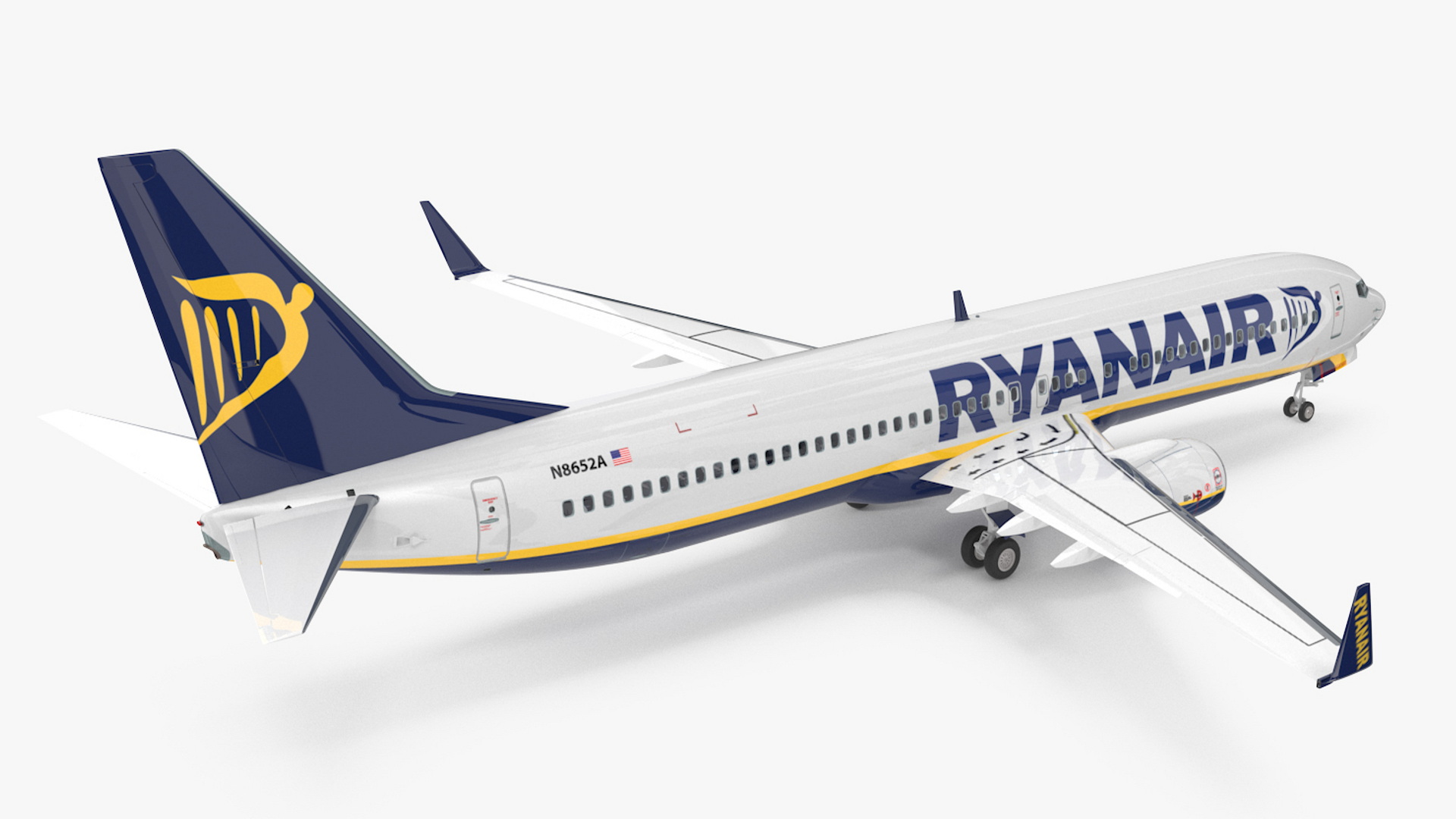 3D Ryanair Boeing 737-900 with Interior Rigged model