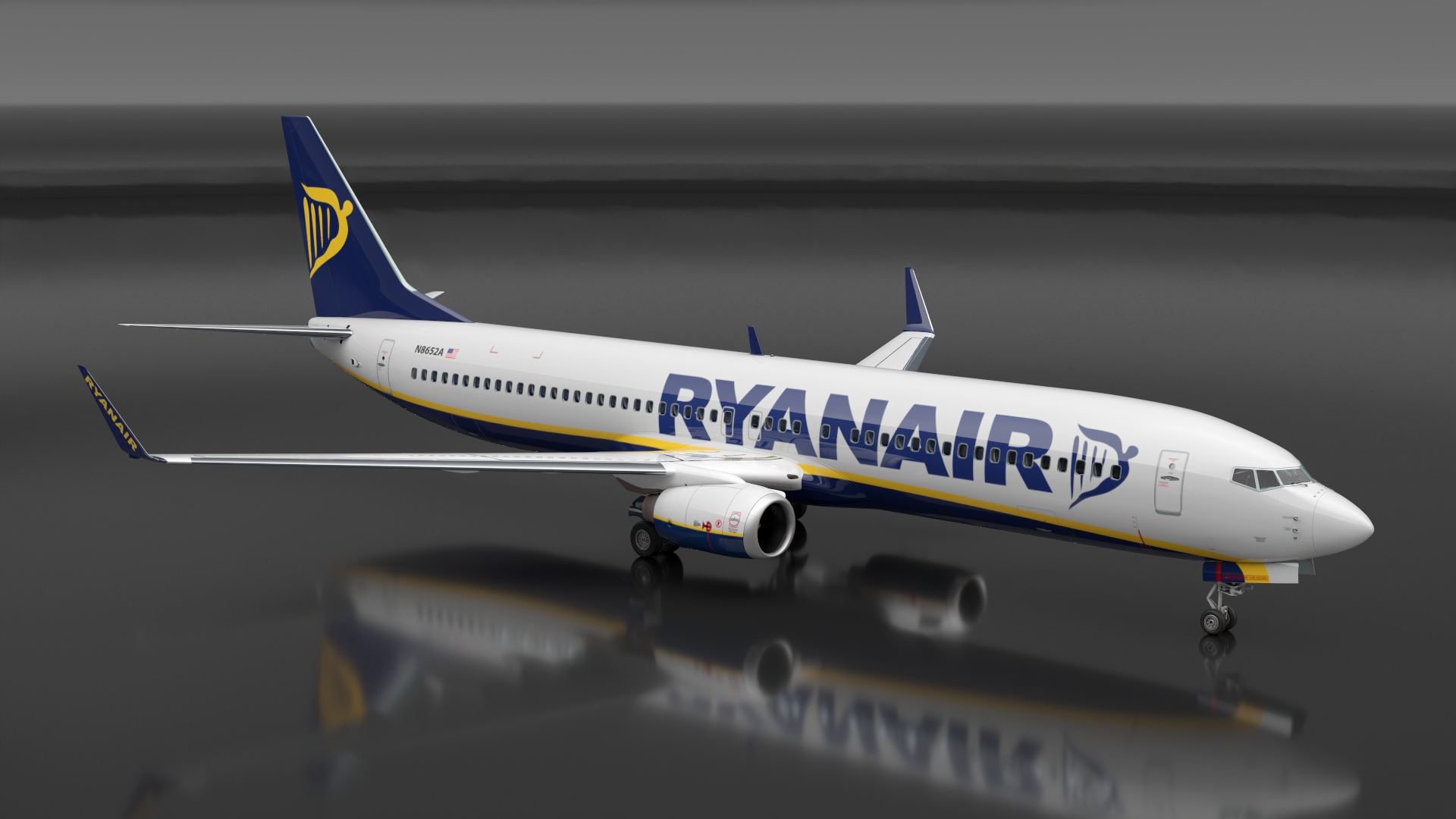 3D Ryanair Boeing 737-900 with Interior Rigged model