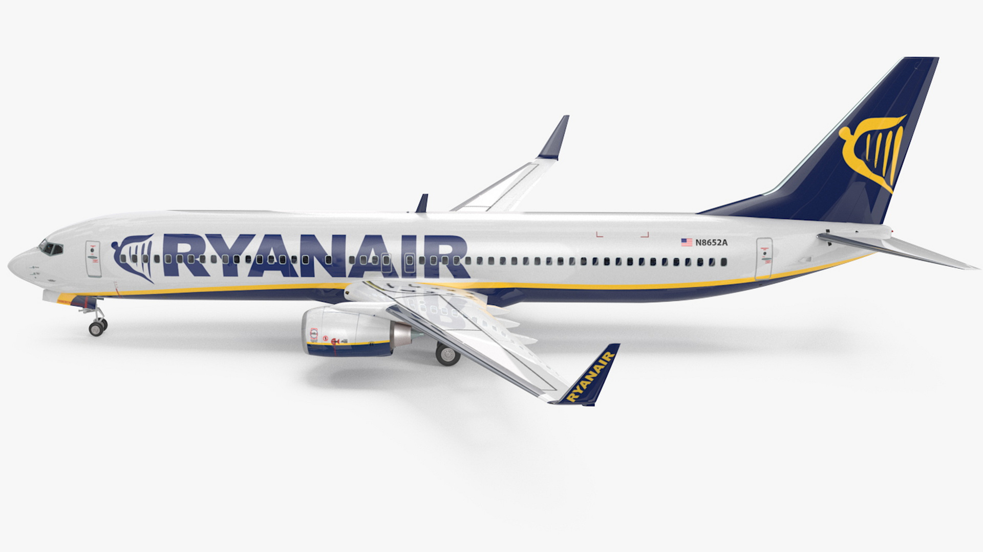 3D Ryanair Boeing 737-900 with Interior Rigged model