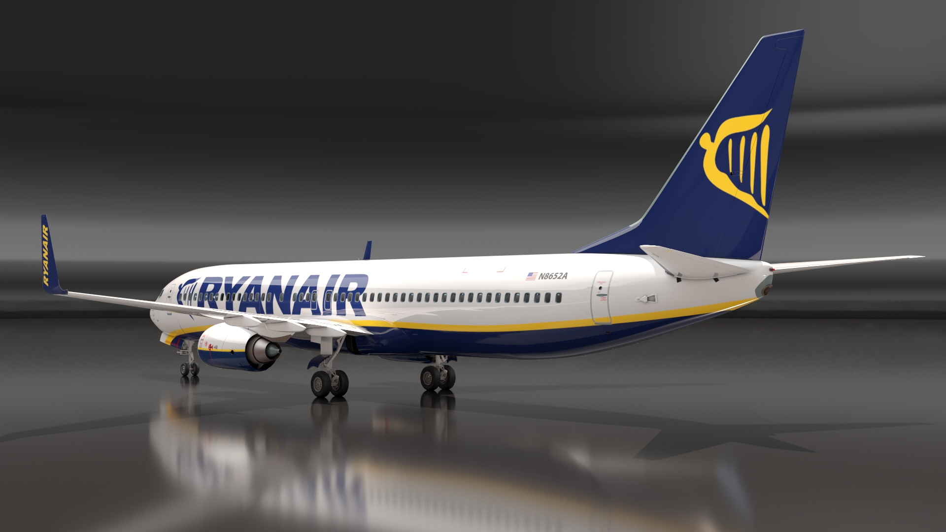 3D Ryanair Boeing 737-900 with Interior Rigged model