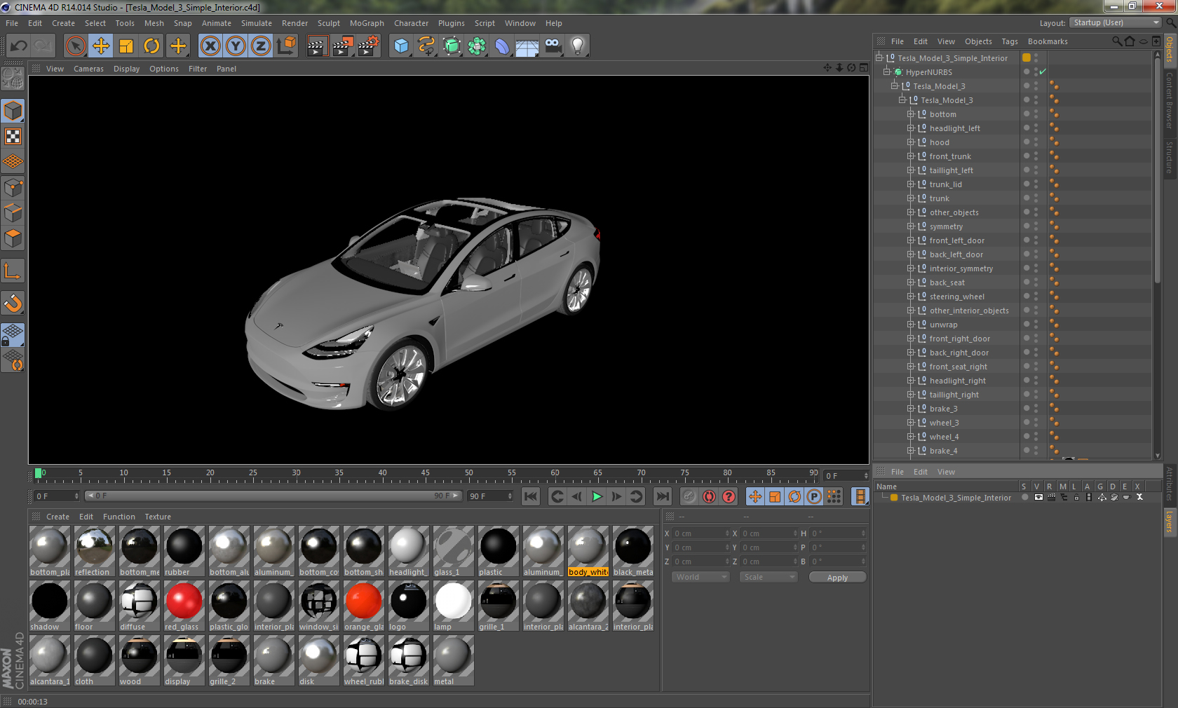 Tesla Model 3 Simple Interior 3D model