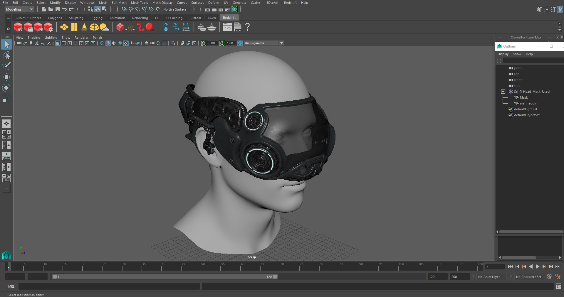 3D Sci-fi Head Mask Used