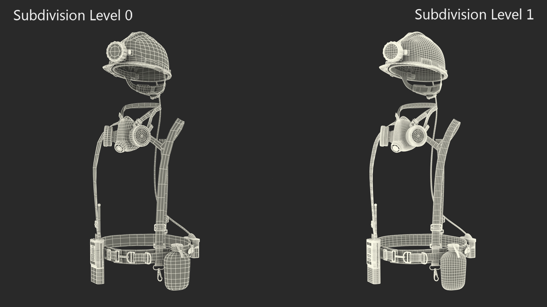 Miner Belt with Helmet and Equipment Dirty 3D