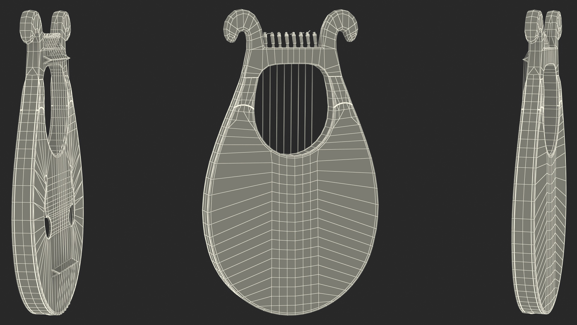 Greek Lyre Harp 8 String 3D model