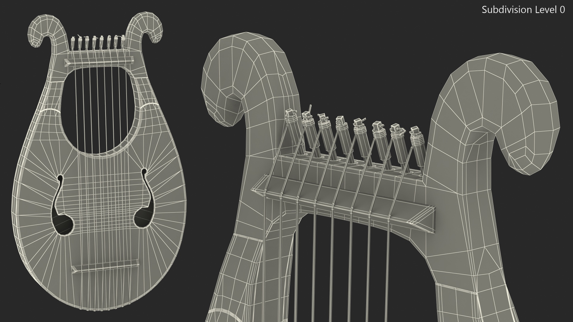 Greek Lyre Harp 8 String 3D model