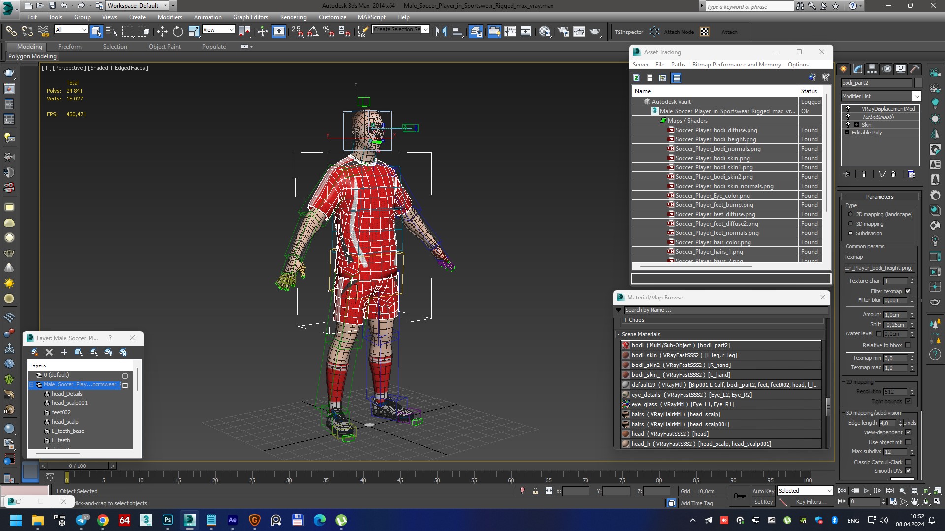 Male Soccer Player in Sportswear Rigged 3D model