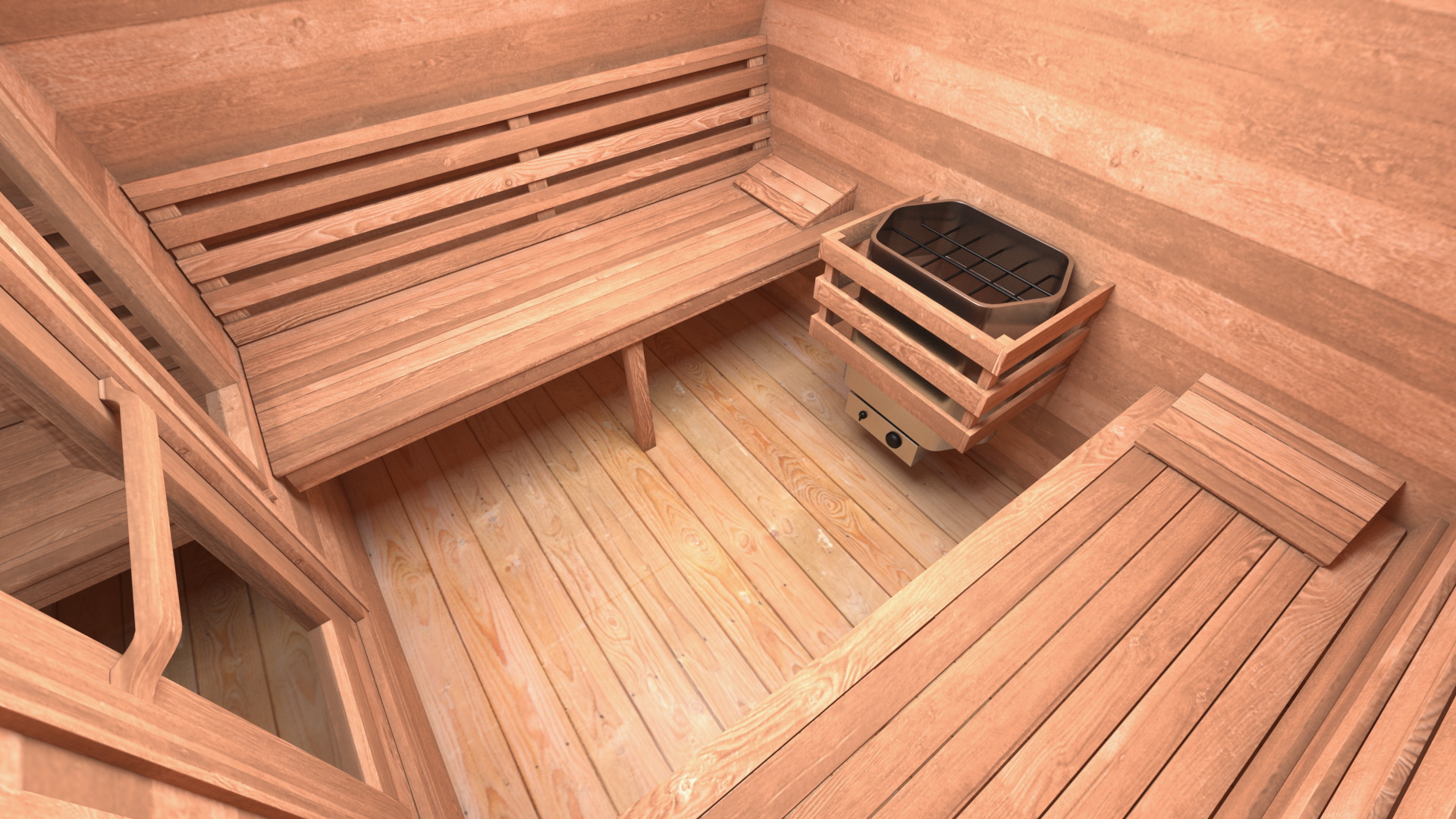 3D Wooden Outdoor Sauna House