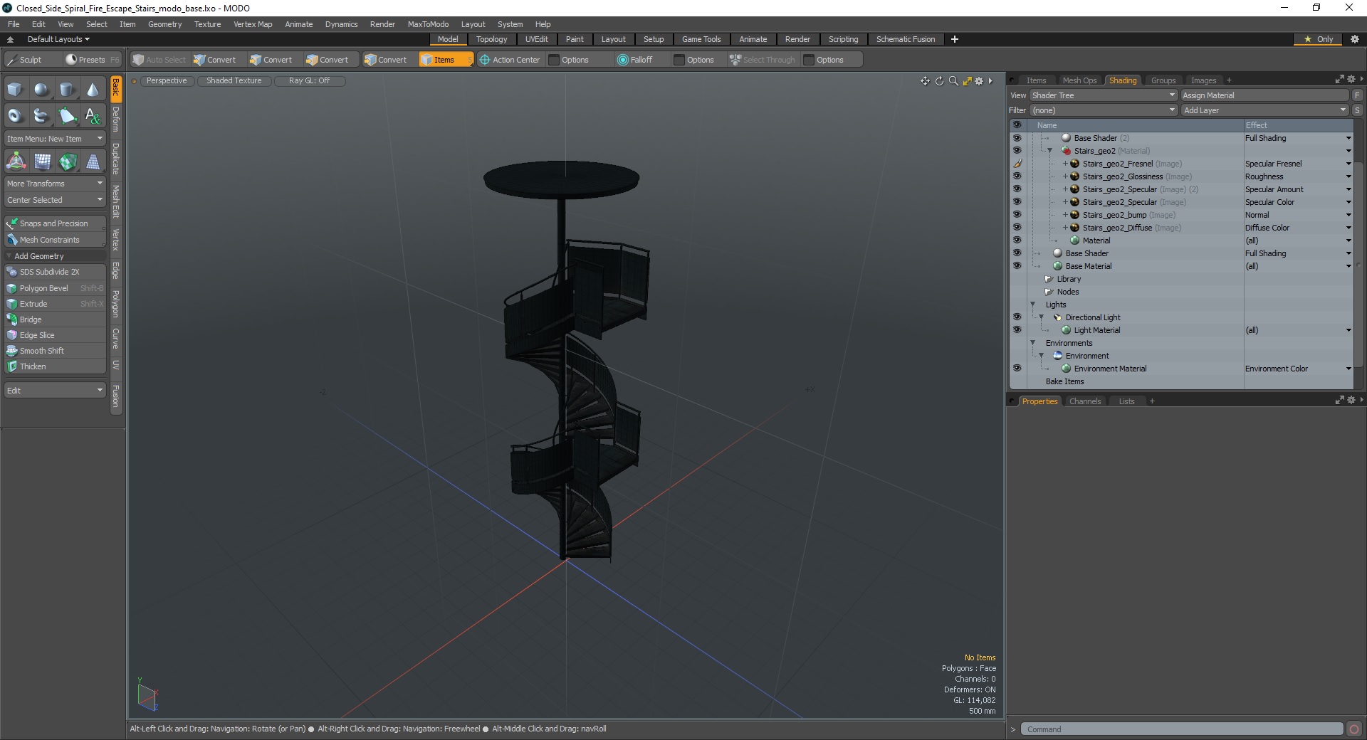 Closed Side Spiral Fire Escape Stairs 3D