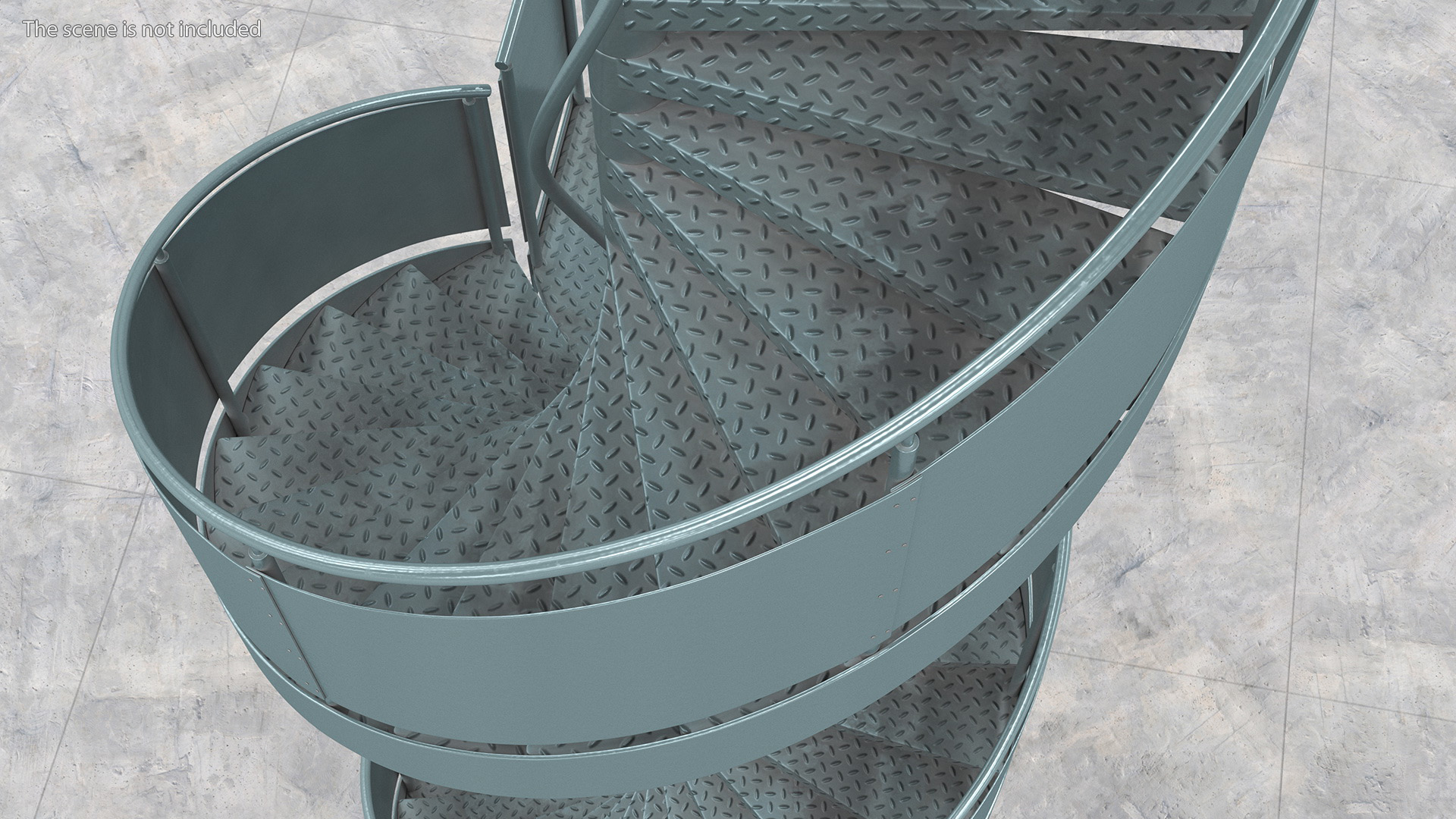 Closed Side Spiral Fire Escape Stairs 3D