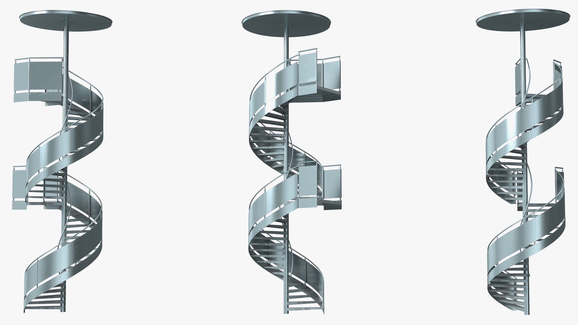 Closed Side Spiral Fire Escape Stairs 3D